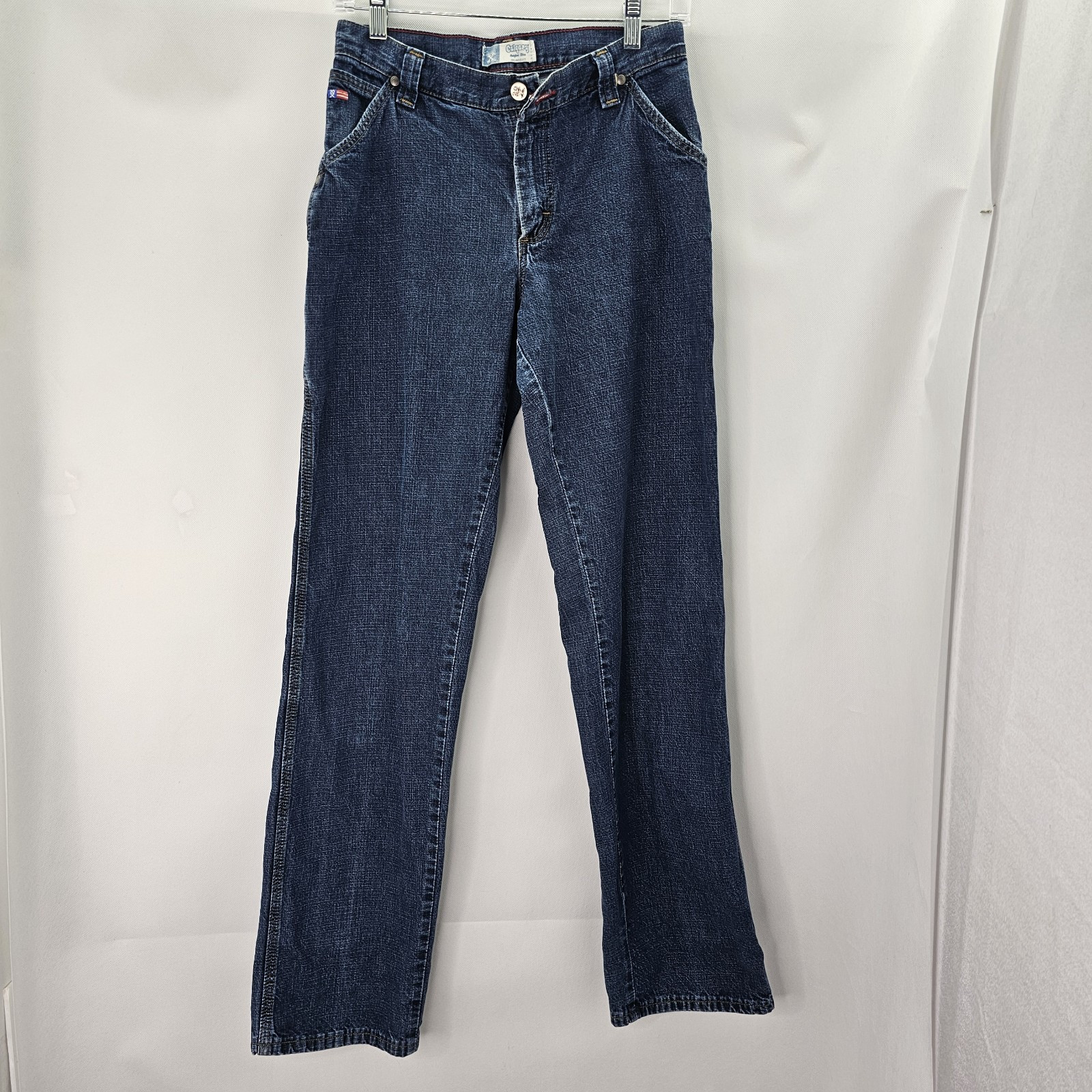 Vintage Calgary Women Size 3/4 X 34 Blue Denim Relaxed Fit Jeans