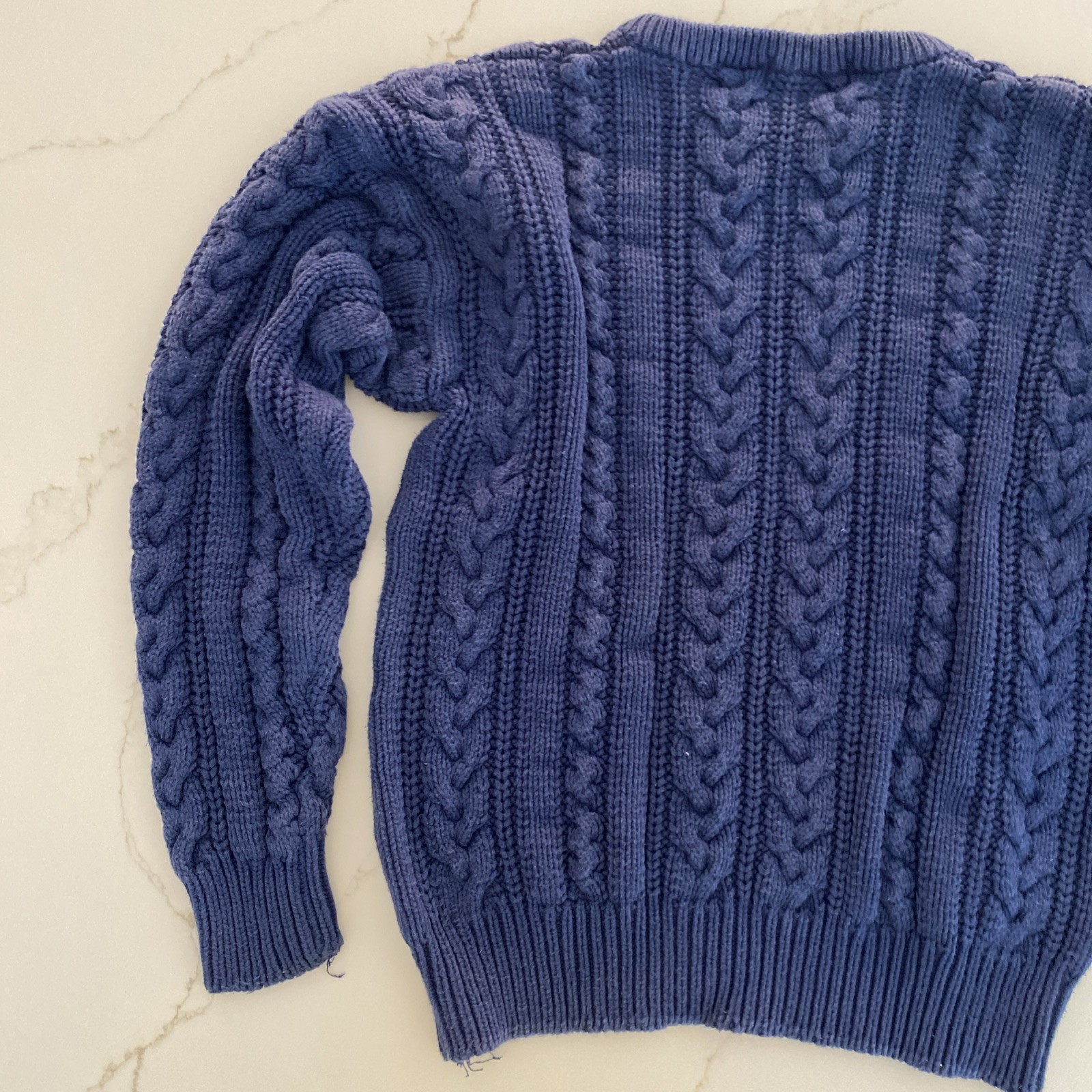 Vintage 90’s Embassy Row Large Navy Blue Cable Knit Sweater Cotton Made In DR