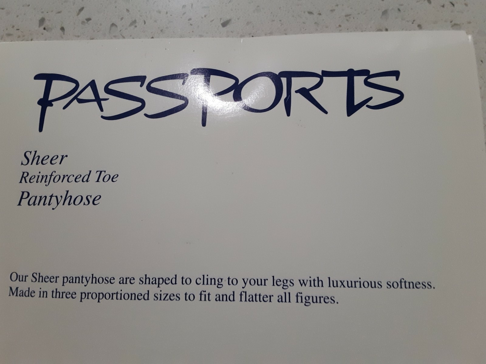 PASSPORTS 2 Pairs Sheer Reinforced Toe Pantyhose Navy Sz. B NIP Old Stock