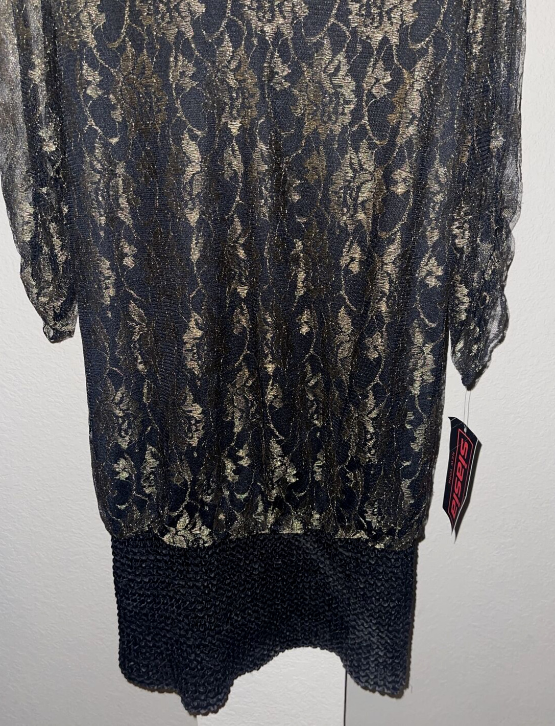 SIASIA NEW YORK Dress Size 6 Made in USA Black with Gold