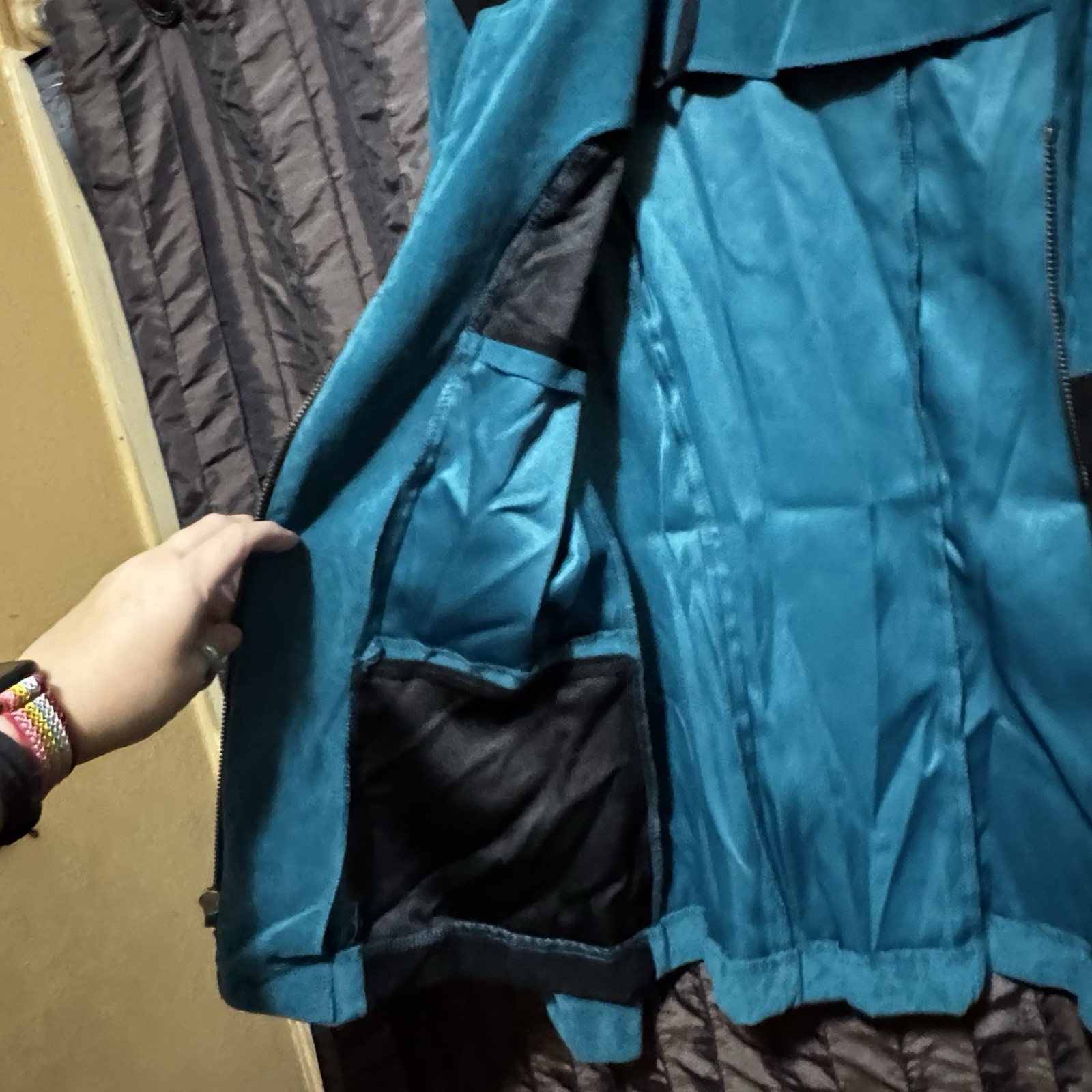 Jessica Howard Teal Black Block Pattern Zip Jacket Women’s Size 12 Vintage 90s