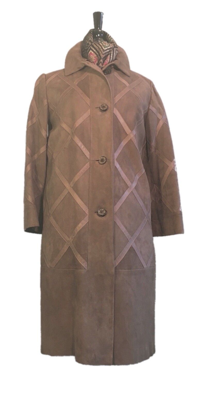 VTG Ledaspain by Gropper Suede Coat Taupe Light Brown Cross Buttery Leather M/S