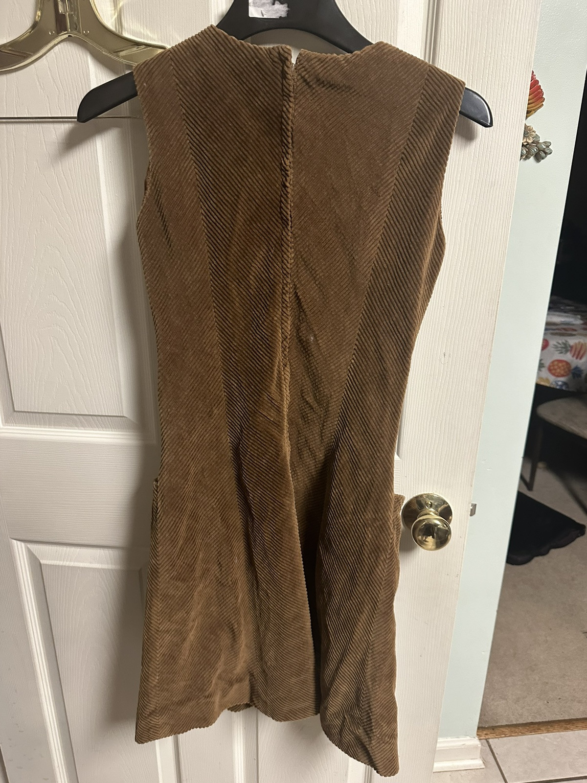 60s 70s Corduroy Dress Jacket Set Majestic Small 36w Brown Mod Grunge A Line