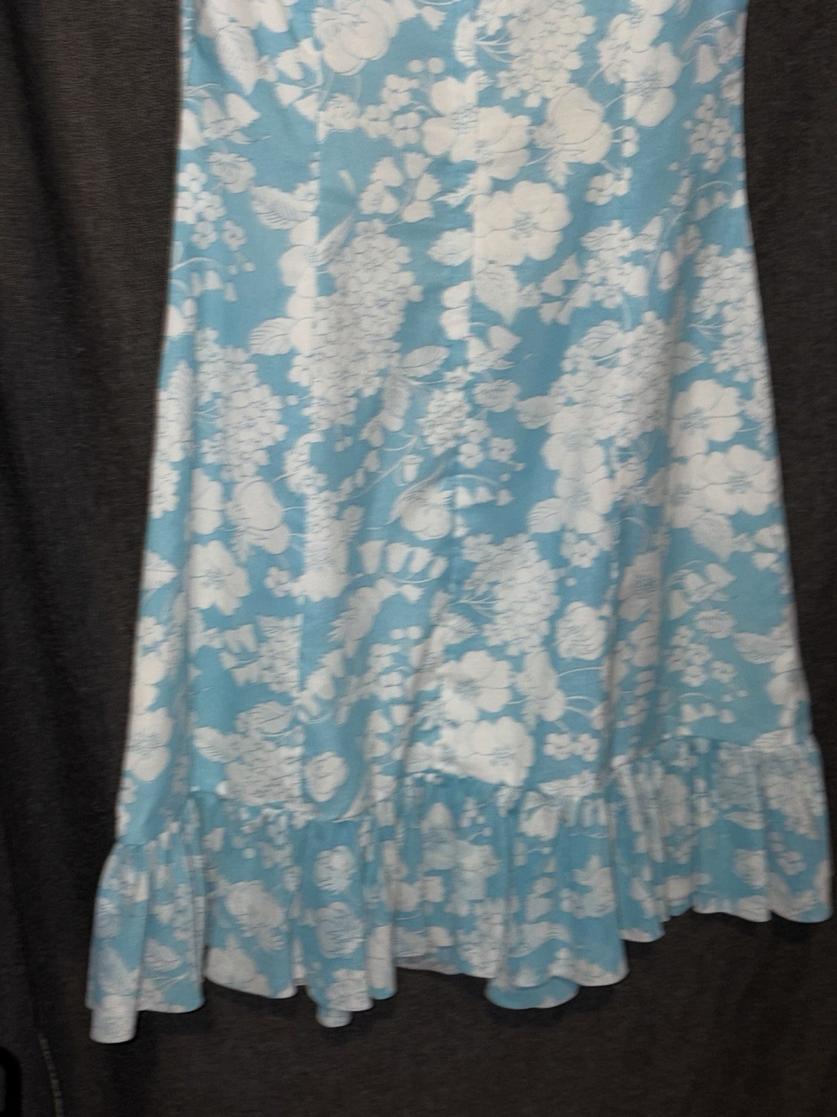 Vintage 60s 70s Edith Flagg Dress Turquoise Ruffled Neck Hem Lined Medium MCM