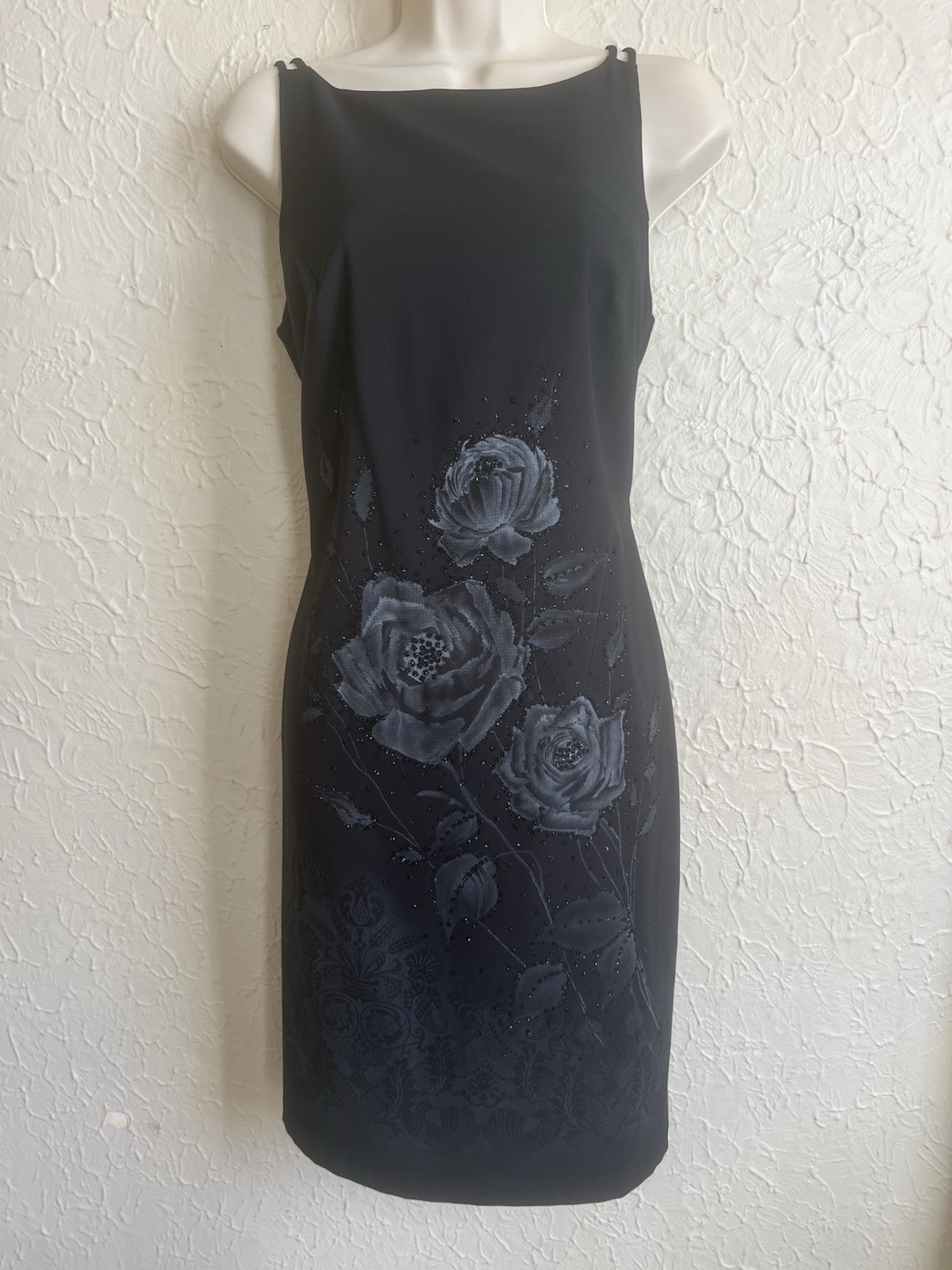 Vintage CDC Black Rose dress embellished square neck size 8 Y2K Grunge Goth