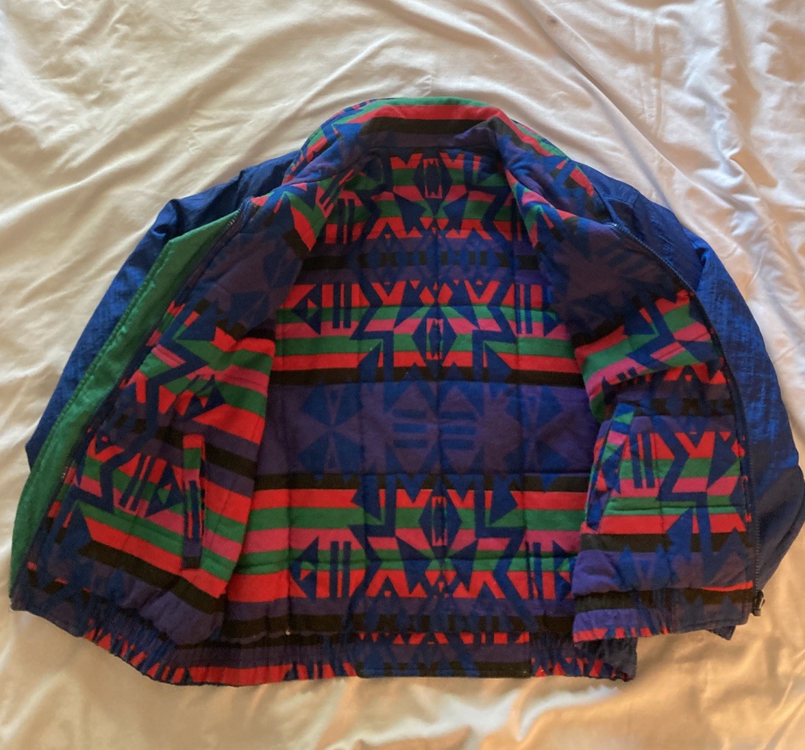 Vintage 80s 90s Andy Johns Retro Reversible Puffer Ski Jacket Coat Womens Medium