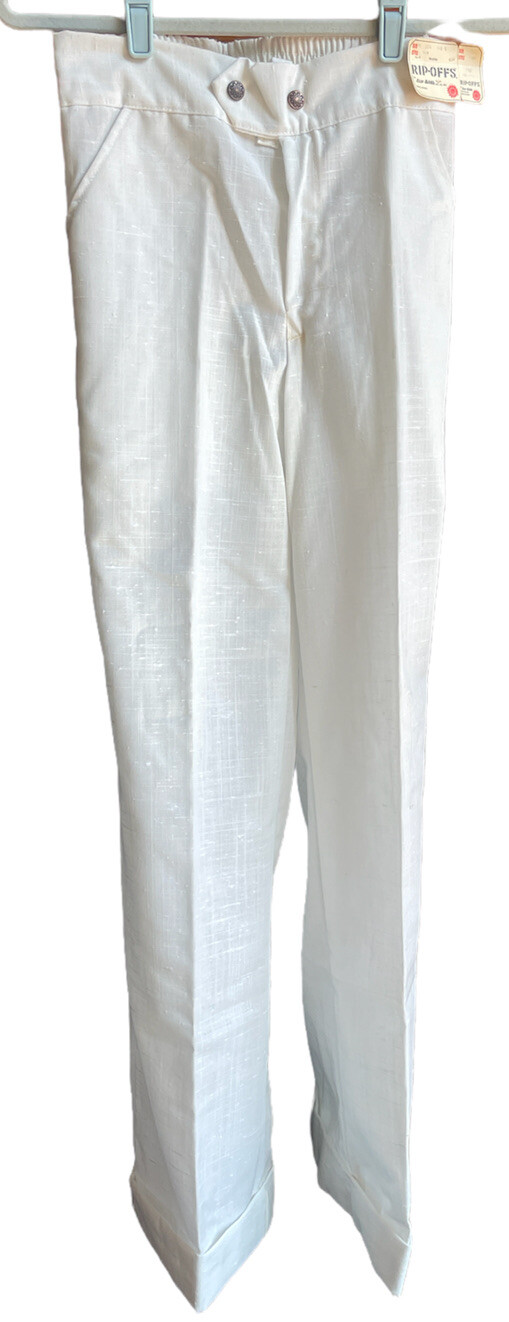 Vintage NEW 1970s Bell Bottom Sun Jeans Retro Unisex Sz 9 10 32×32 White Flare