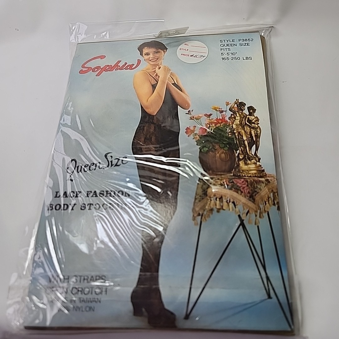 VTG Sophia Black Lace Body Suit Open Crotch BODY STOCKING Style P3852 Lingerie