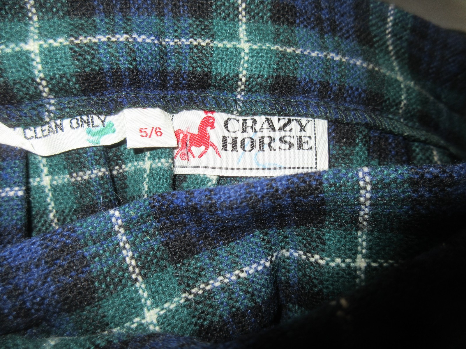 Crazy Horse 100% Wool Women’s Skirt Blackwatch Pleats Buckle Straps Wrap Around