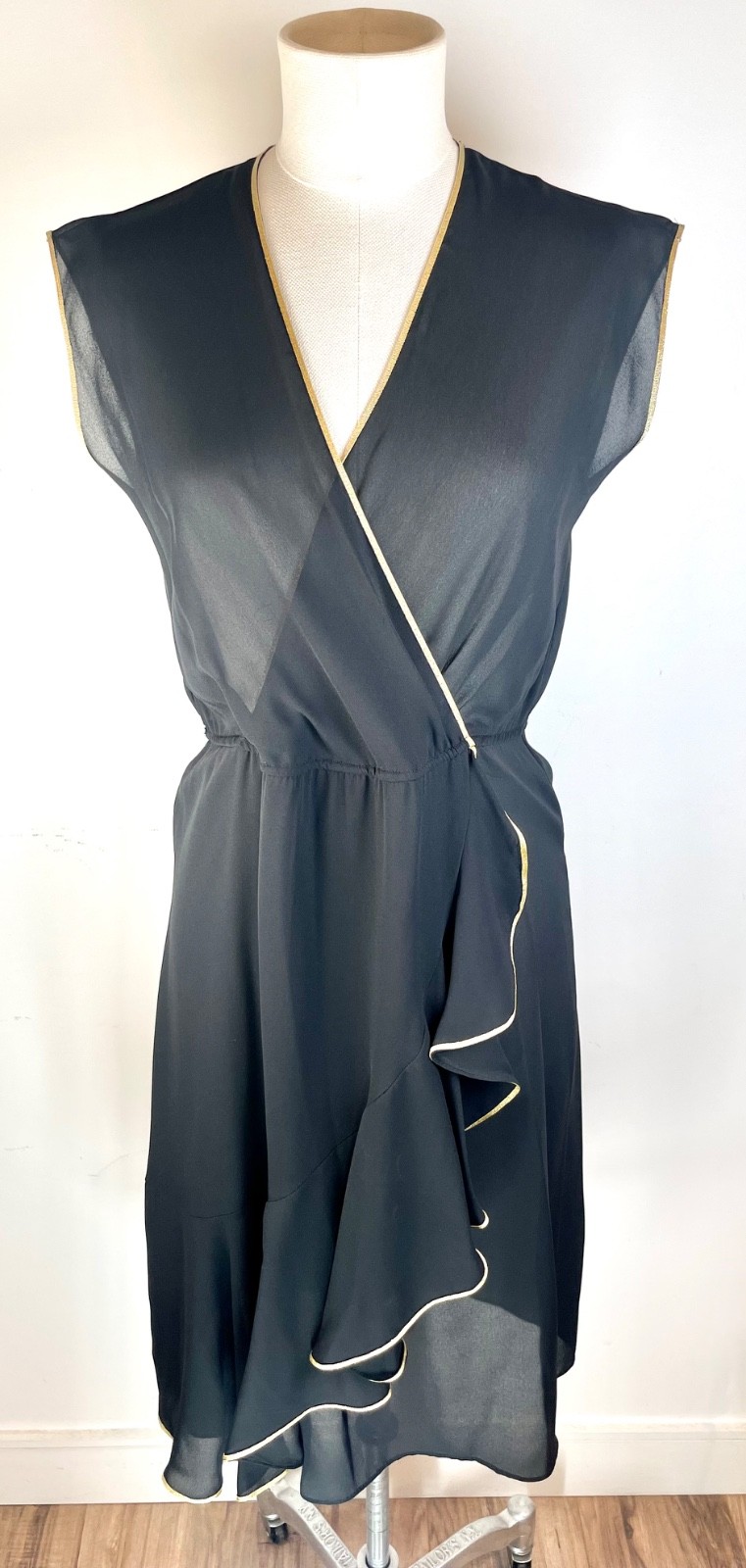 Unbranded black vintage semi sheer disco polyester 1970’s pullover dress 4-6