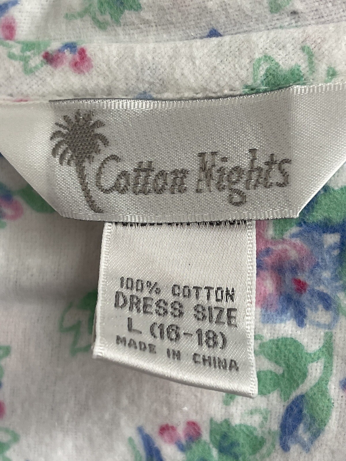 NOS Vintage Sears Carriage Court Pink Floral Flannel Cotton Night Gown Sz L