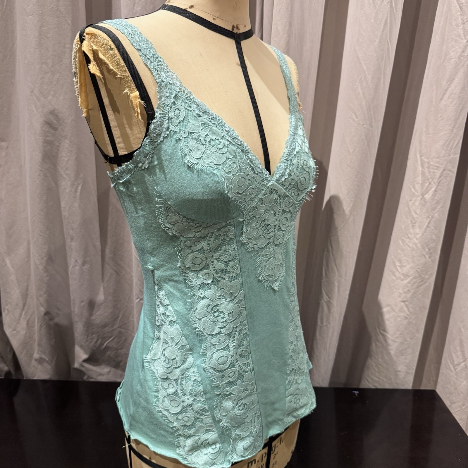 Vintage Stock Ann Ferriday Cotton, Lace Fairy Sexy Corset Cami M