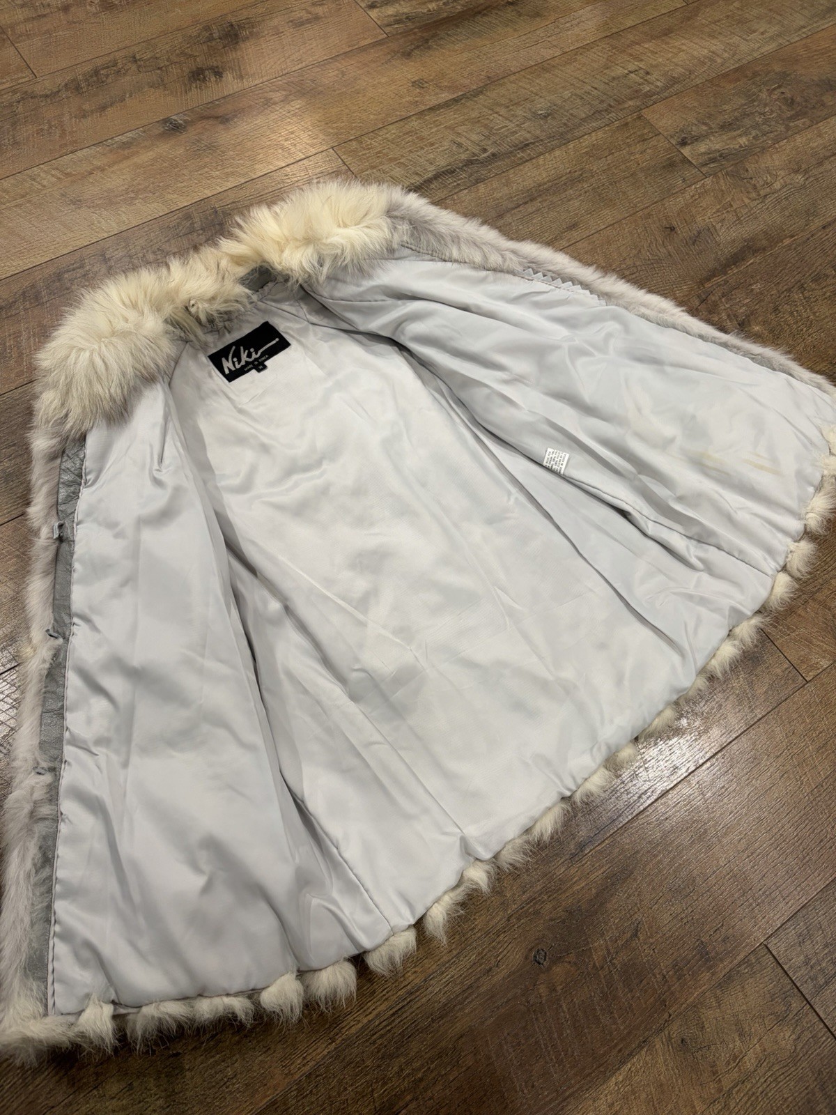Vintage 80s Nikki Blue Fox Fur Coat Medium White