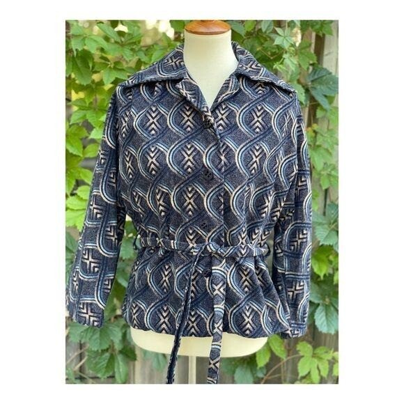 Vintage 70s Holt Renfrew Cotton Velvet Short Coat Jacket Sz 14