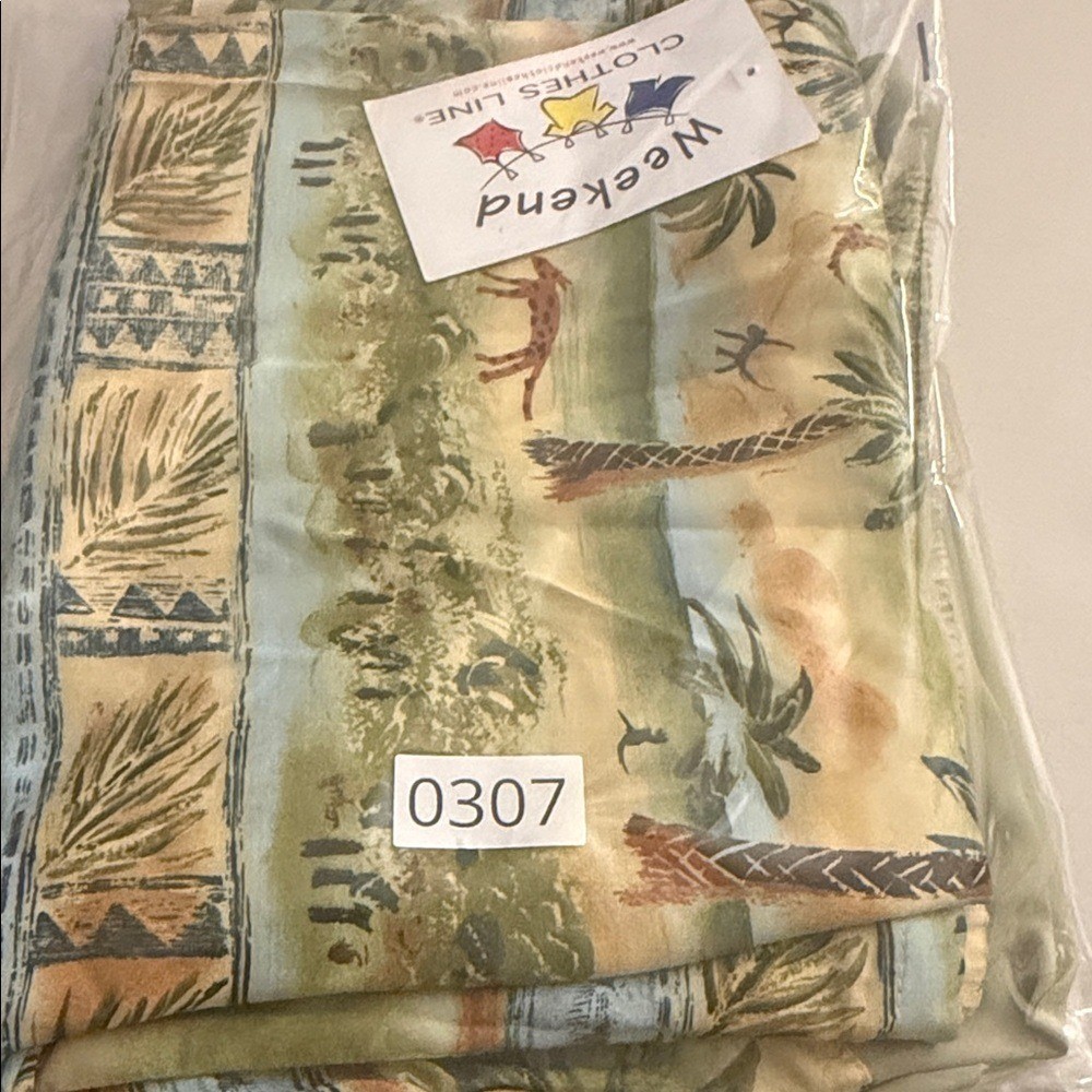 Vintage Tropical Capri Pants XL Elastic Waist Rayon Wide Leg