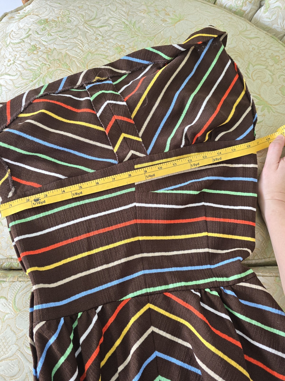 Vntg 70’s Nardis Of Dallas Multi Color Striped Asymmetrical women’s Day Dress