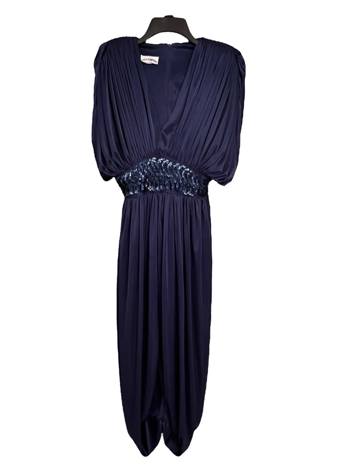 Vintage- Lizzy & Johnny By Lucero Navy Tulip Dress Shoulder Pads Sequins
