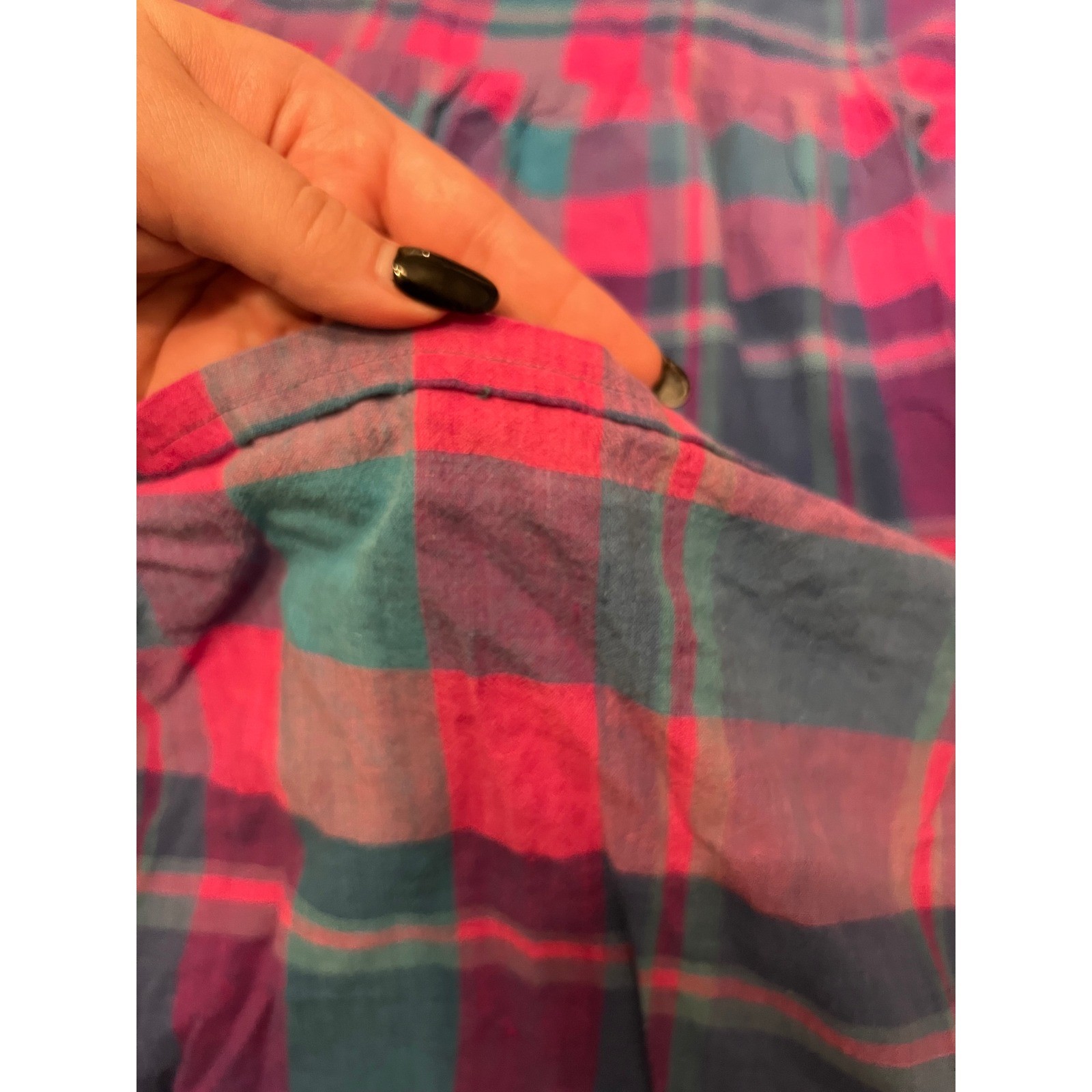 Vintage Unbranded Handmade Women’s Jumper Dress Pink Blue Plaid Country No Tags