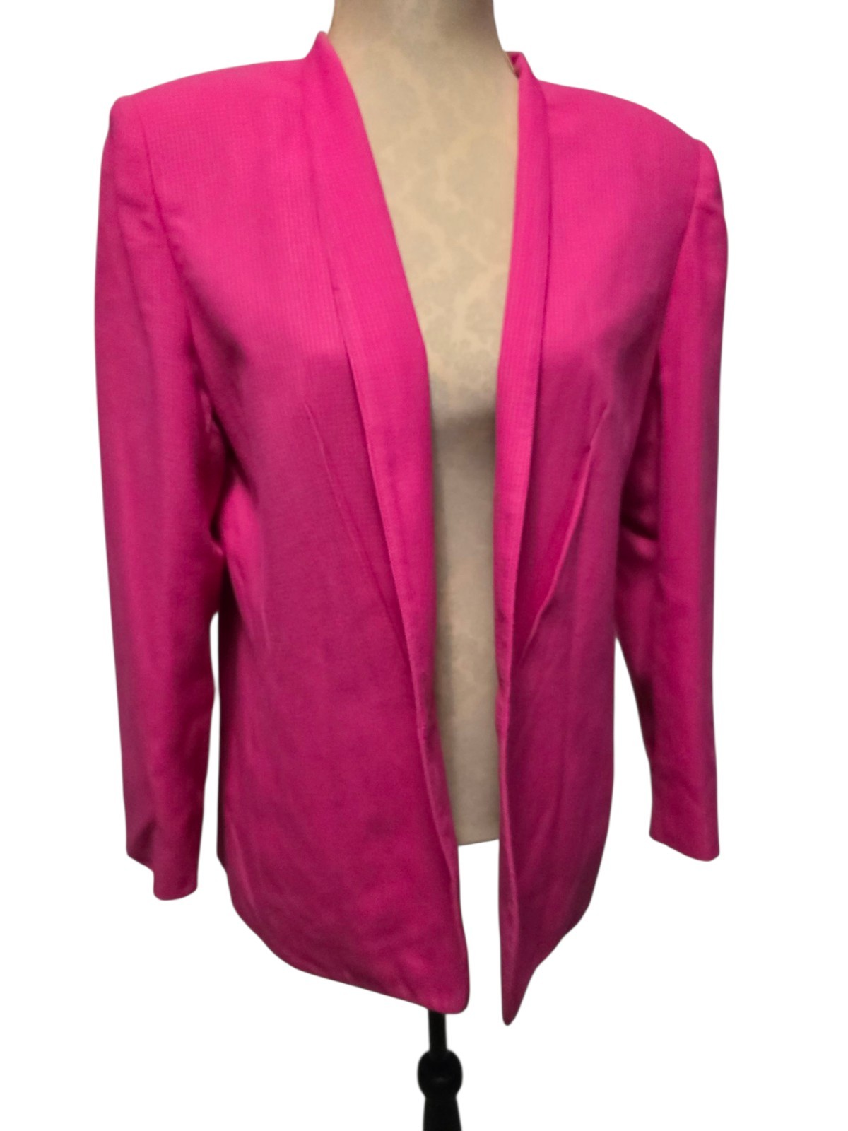 Vintage HBS Ltd. Hot Pink Blazer Womens Size 12 Career Jacket Shoulder Pads