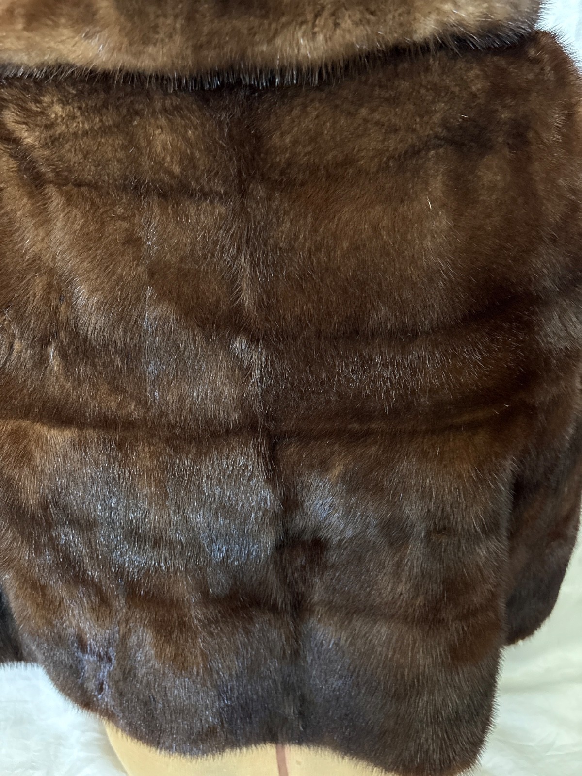 VINTAGE Brown Mink 50’s SHRUG JACKET LADIES SMALL-Shawl Collar-Bracelet Sleeves