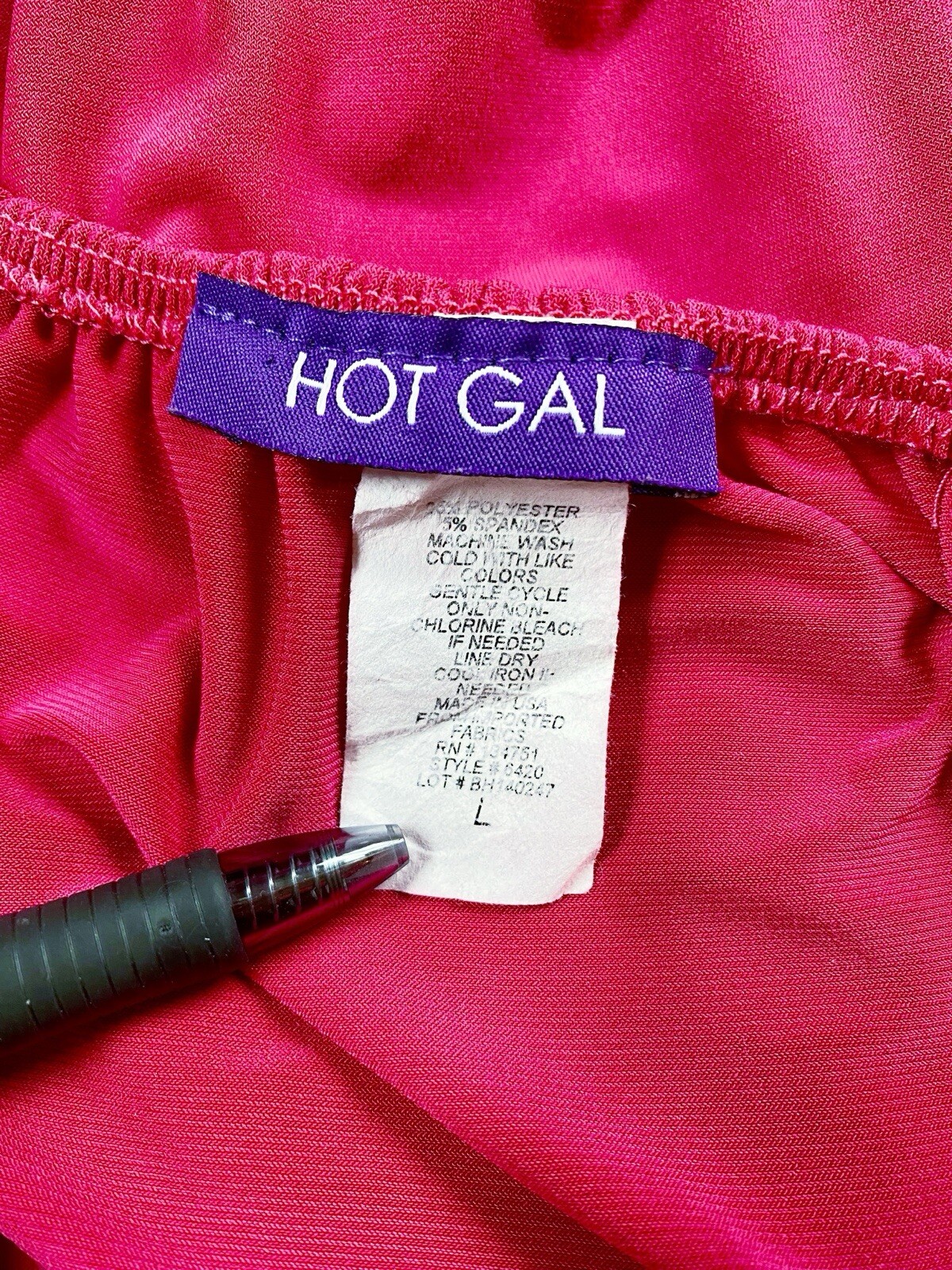 Vintage Y2K Hot Gal Fuchsia Pink Crossover Deep V Top Size Large