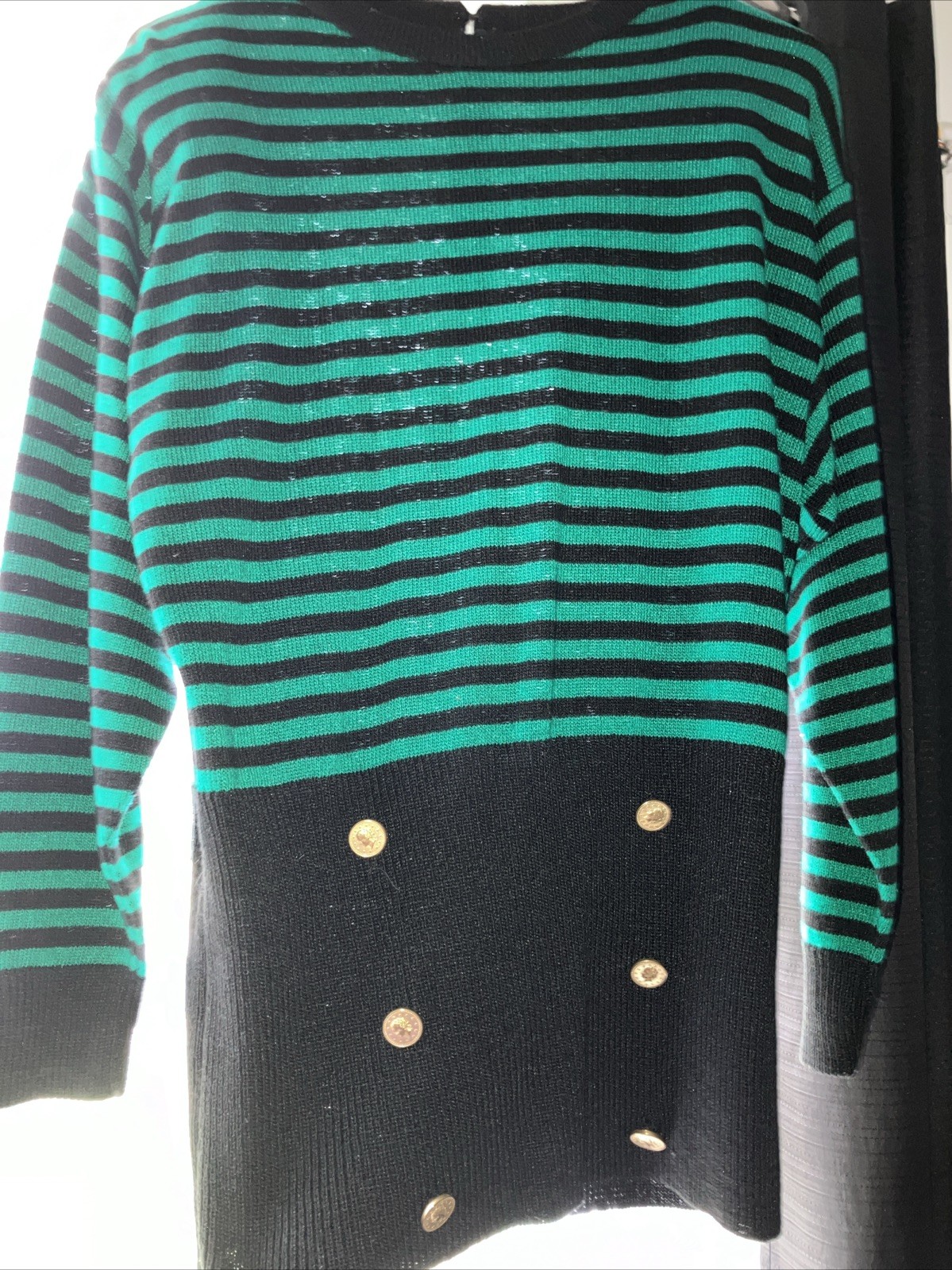 Vtg Laura By Alyzia Military Jacket Style Sweater With Long Sleeves