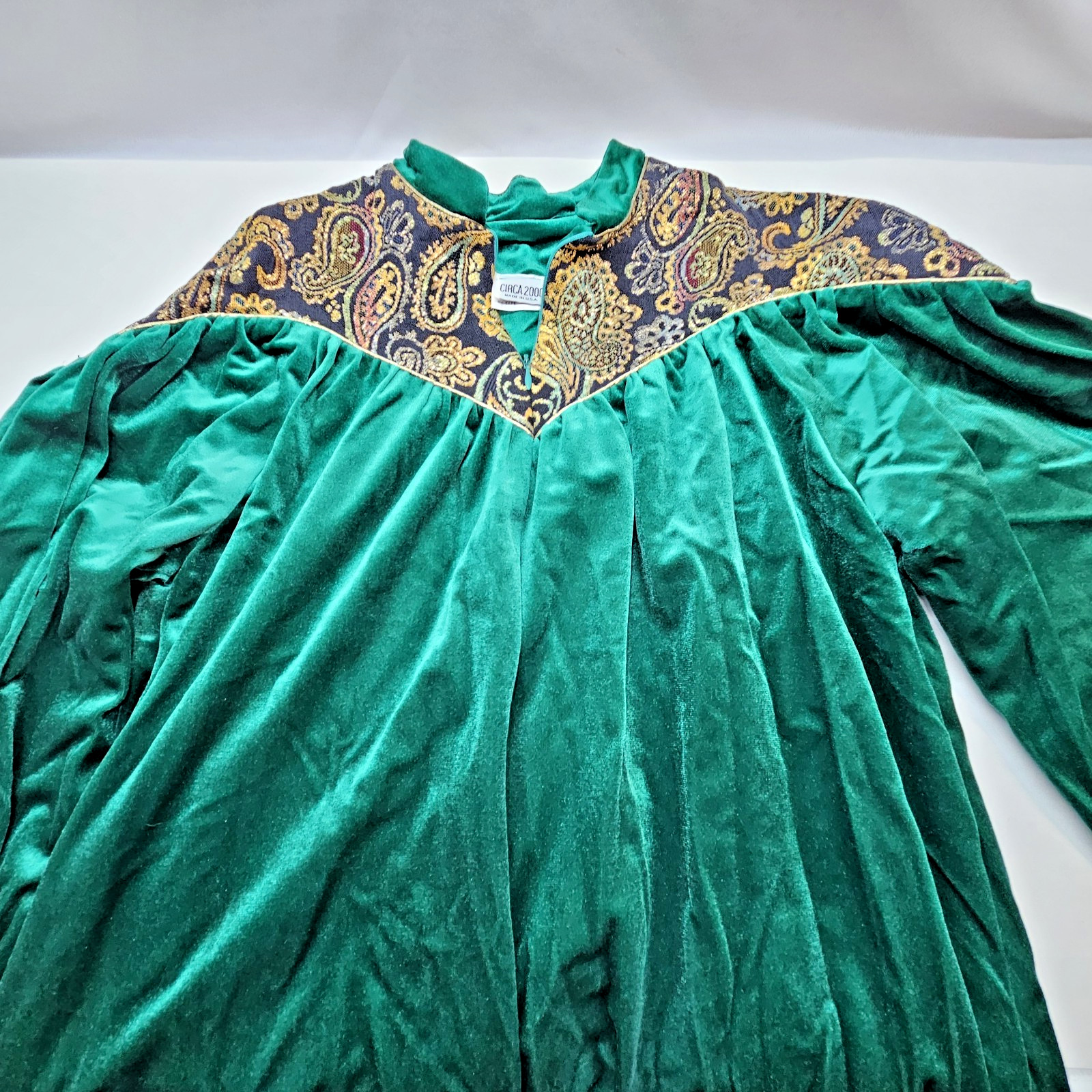 Vintage MCM Velour Embroidered Bathrobe Emerald Green Women’s Petite USA