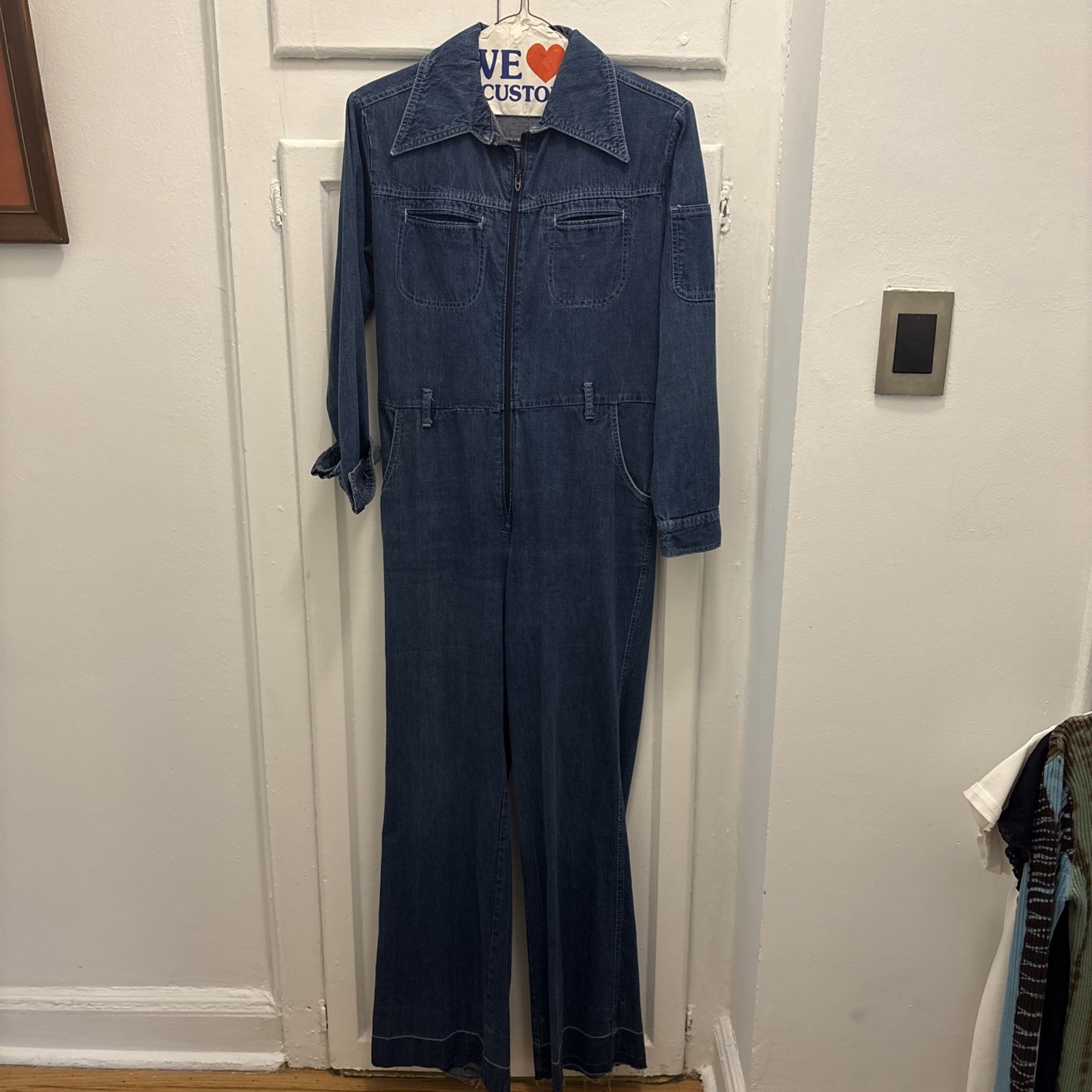 Vintage Mushroom brand Denim Jumpsuit Women’s M or L Boiler Suit One piece