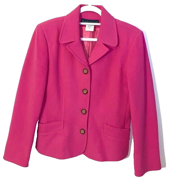 Vintage Harve Benard by Benard Holtzman Pink Wool Blazer Dress Suit Jacket Sz 6