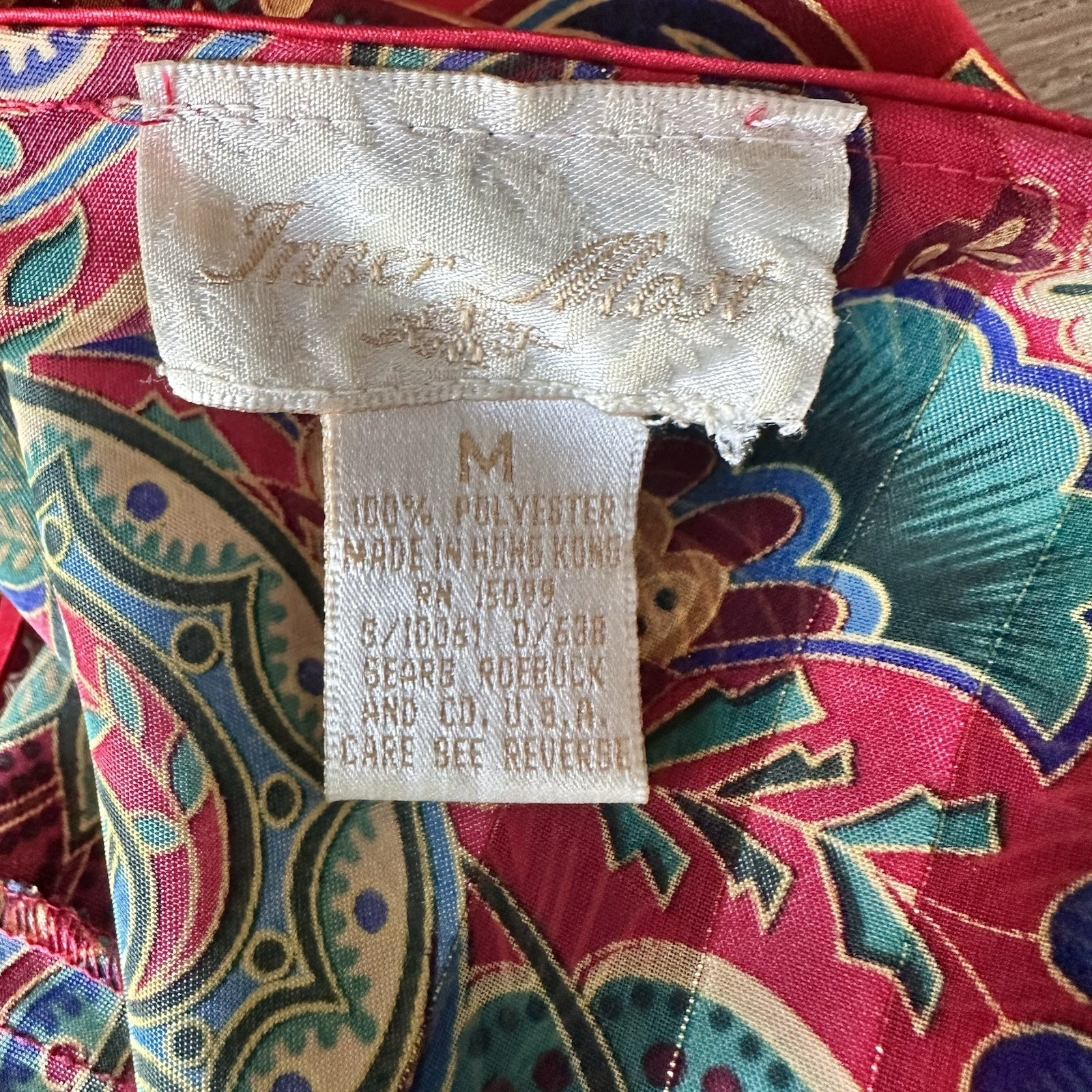 Vintage Inner Most Red Paisley Satin Slip Dress Lingerie M Made in USA Fairy