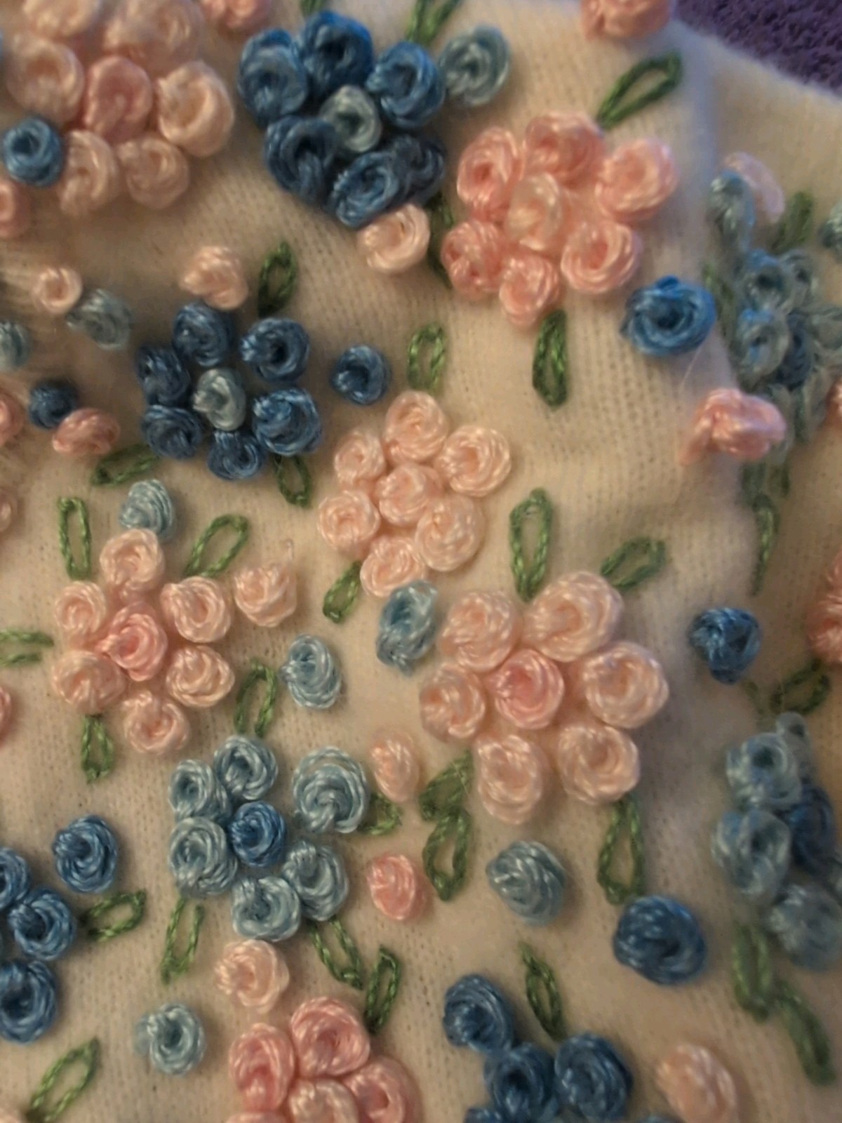 VTG 50’s Cardigan Sweater Barbara Lee Lambswool Hand Decorated HongKong STUNNING