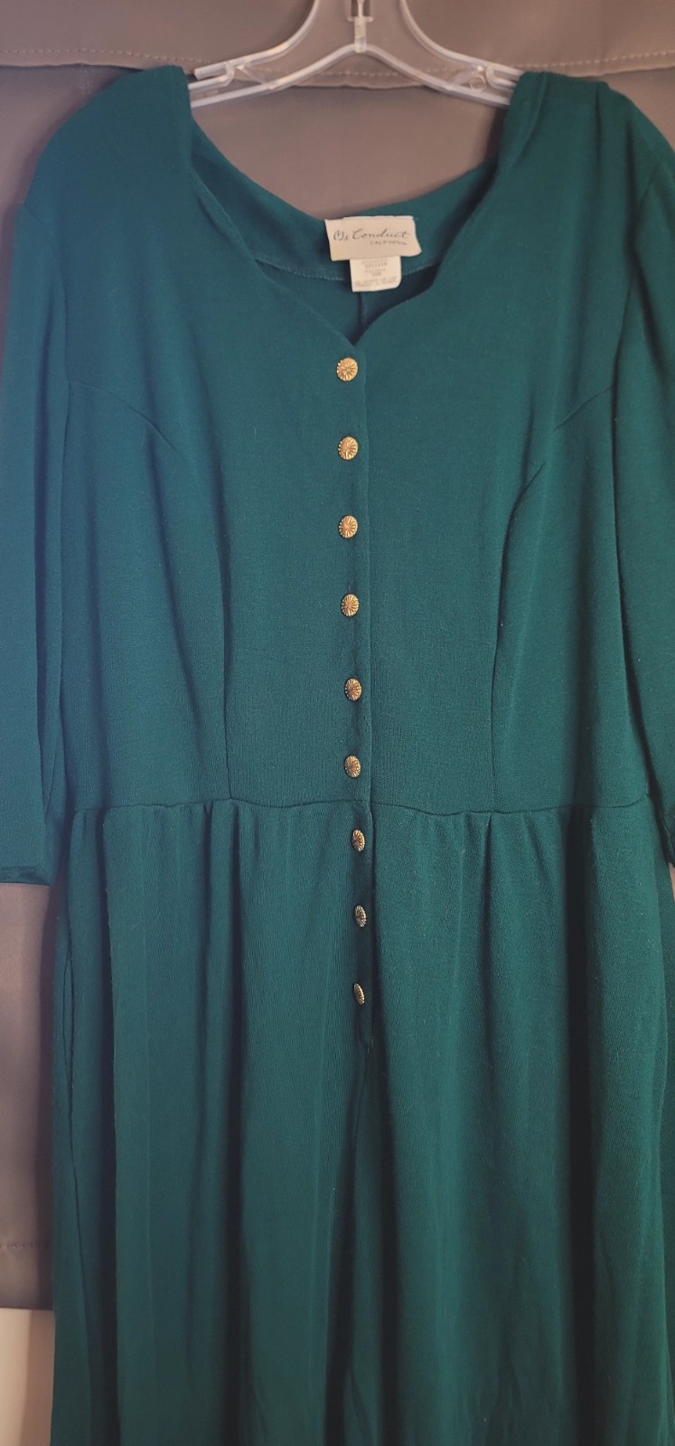 VTG 80s Ms Conduct California Teal Green Dress Boho USA 22W