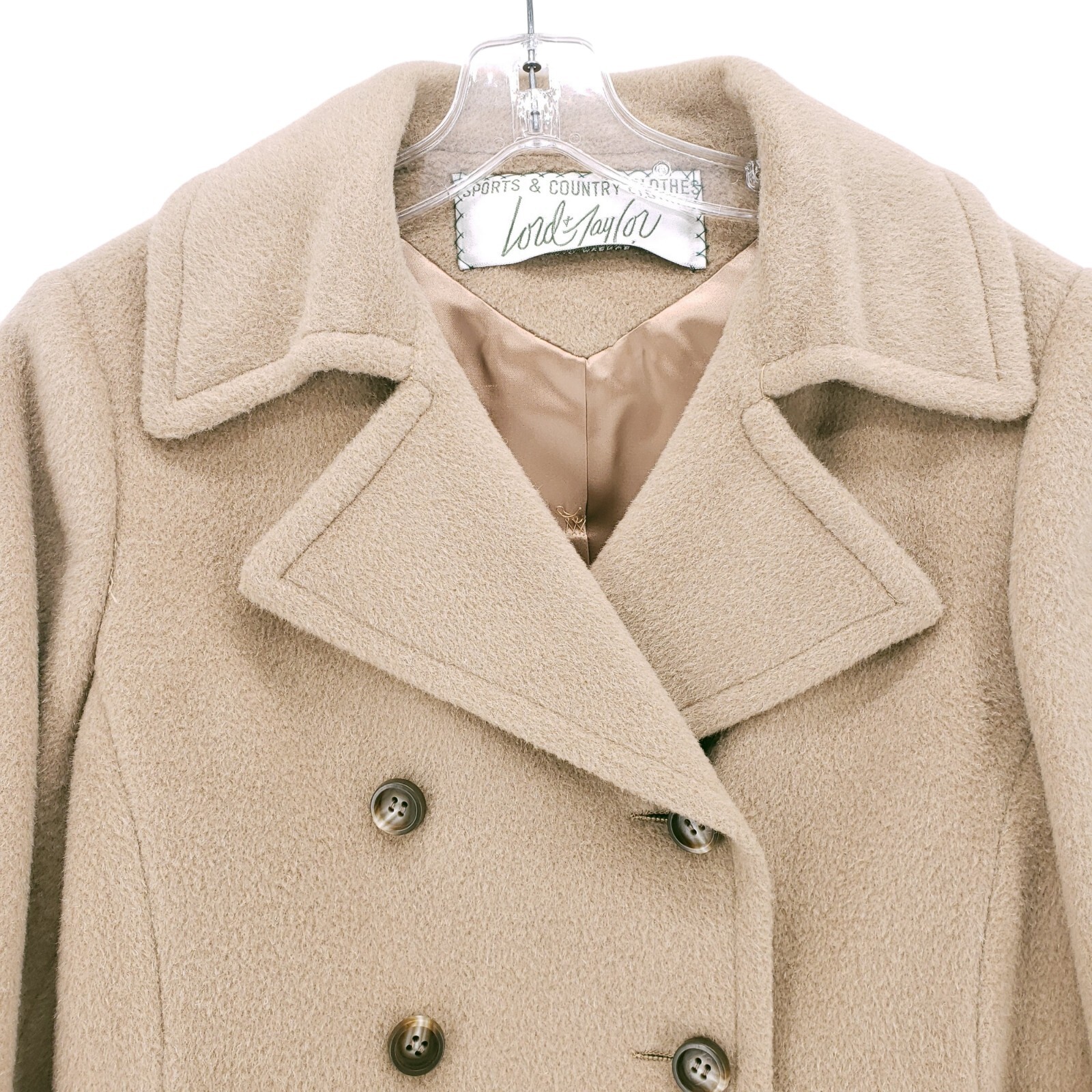 Vtg Lord Taylor Sports And Country Clothes Beige Tan Pea Coat Size MEDIUM?