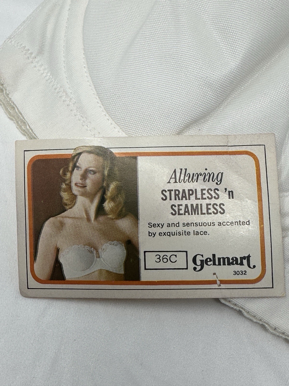 Vintage Strapless Underwire Bra Gelmart 36C ~ White Lace Seamless NWT NOS #C148