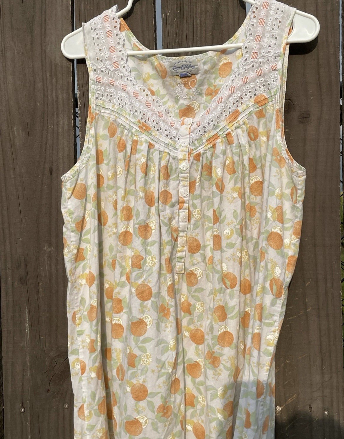 Vintage Lanz of Salzburg citrus Orange print flowy summer house dress