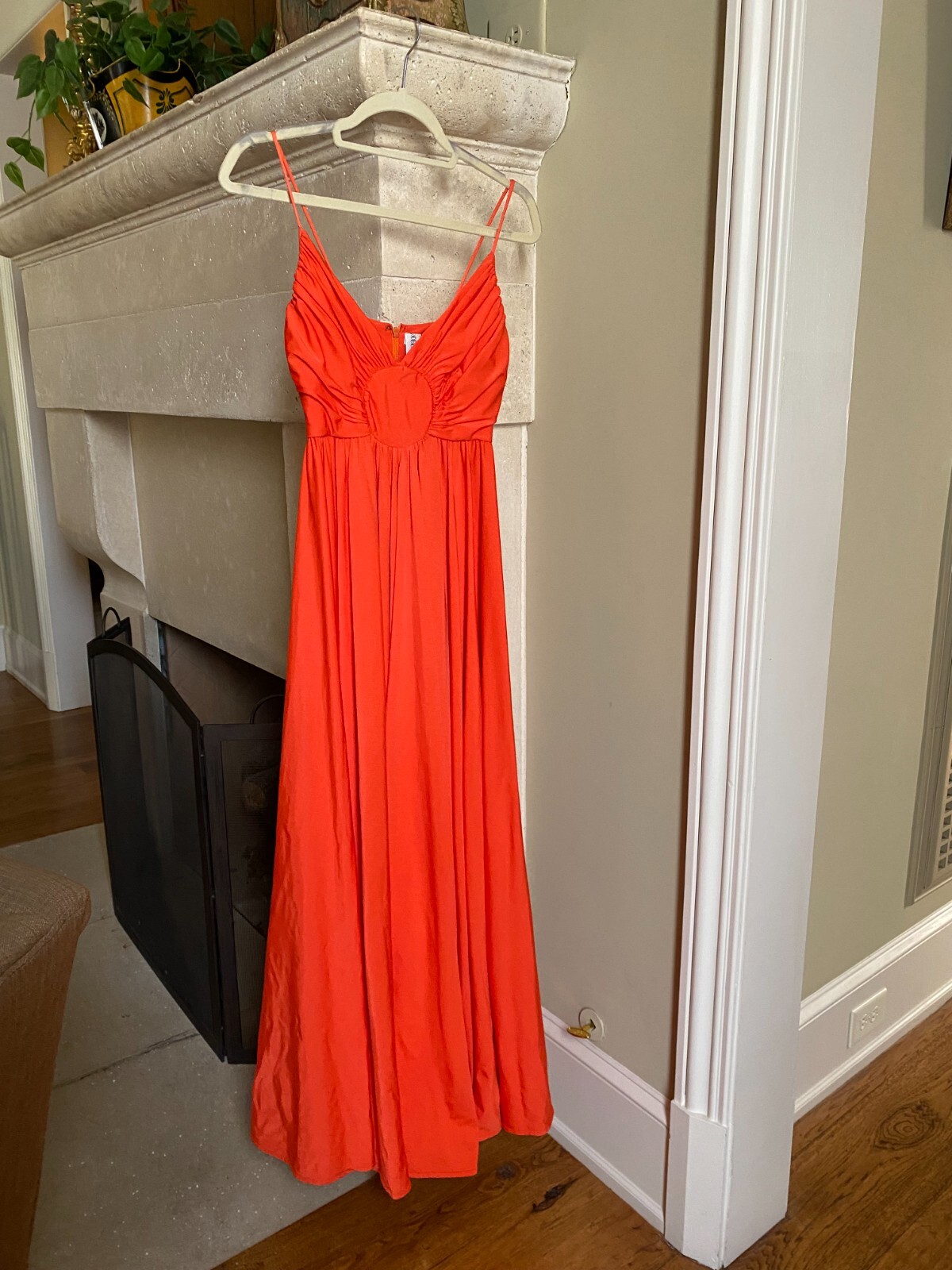 Vintage 1970s Robert David Morton Orange Maxi Dress Disco Cher Vogue Excellent