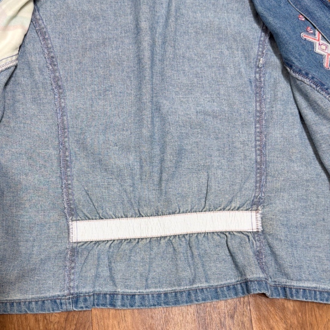 Saint Germain Paris Vintage Denim Vest Southwestern Studded Blue Medium Petite
