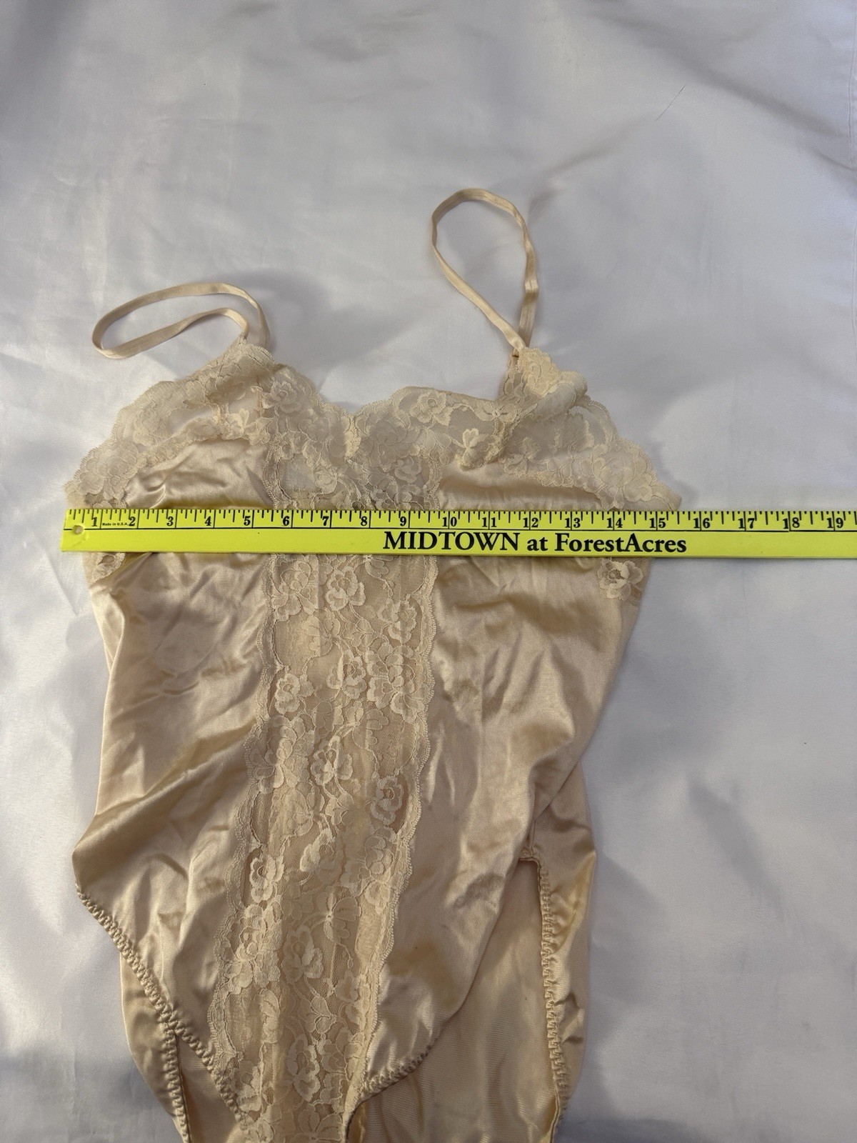 Vintage Bestform Nude Bodysuit Nylon Lace Size 34 Teddy Lingerie Snap Closure