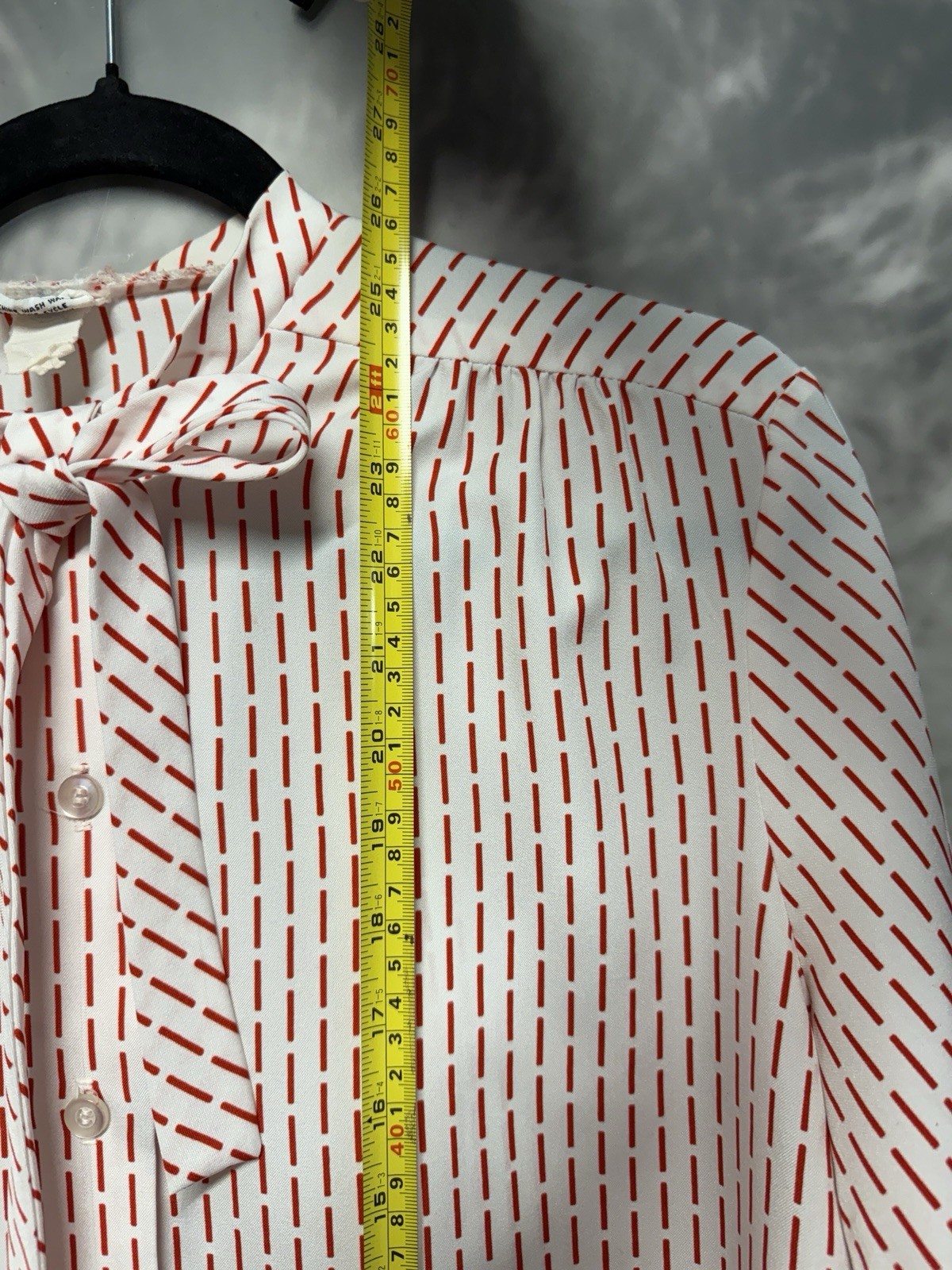 Vintage Terry Chicago Women’s Blouse Tie Bow Top Red/white