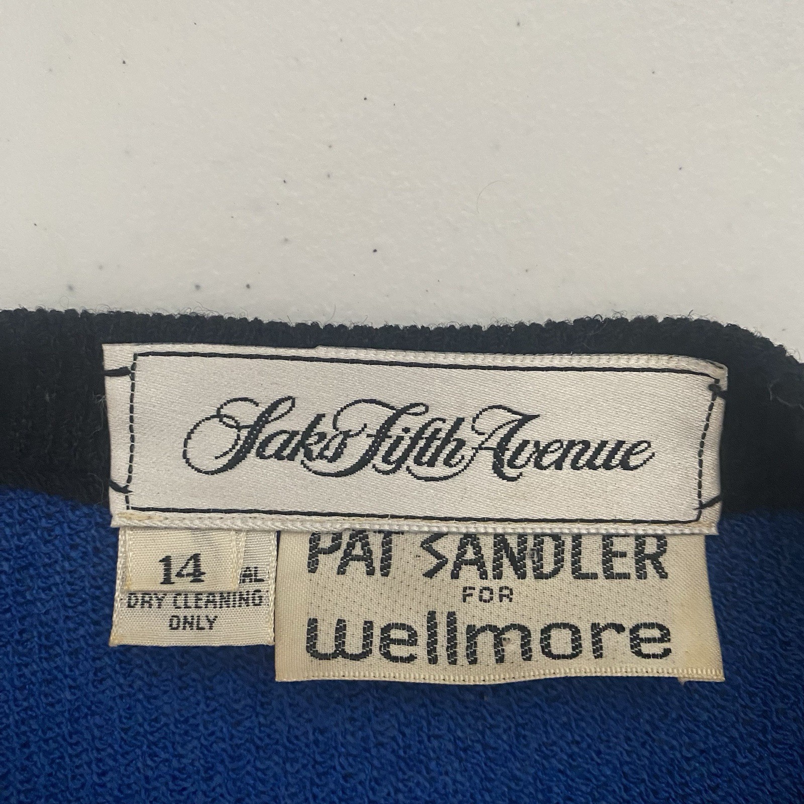 Pat Sandler for Wellmore Saks Fifth Avenue VTG Blue Knit Sweater Jacket Size 14