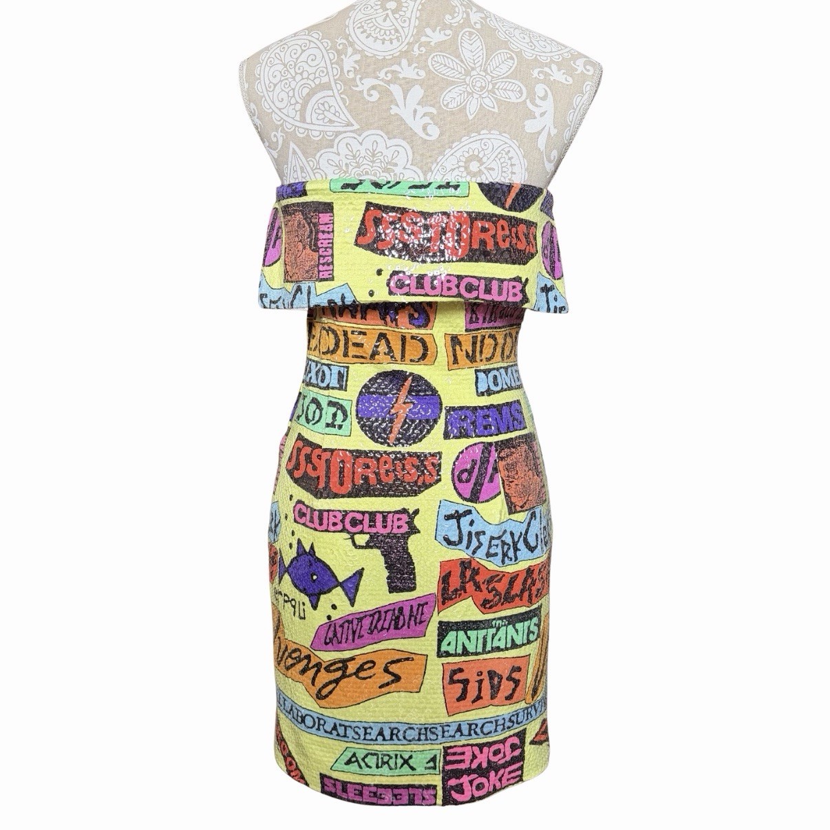 Stephen Sprouse Vintage 1988 Sticker Dress Covered In Sequins