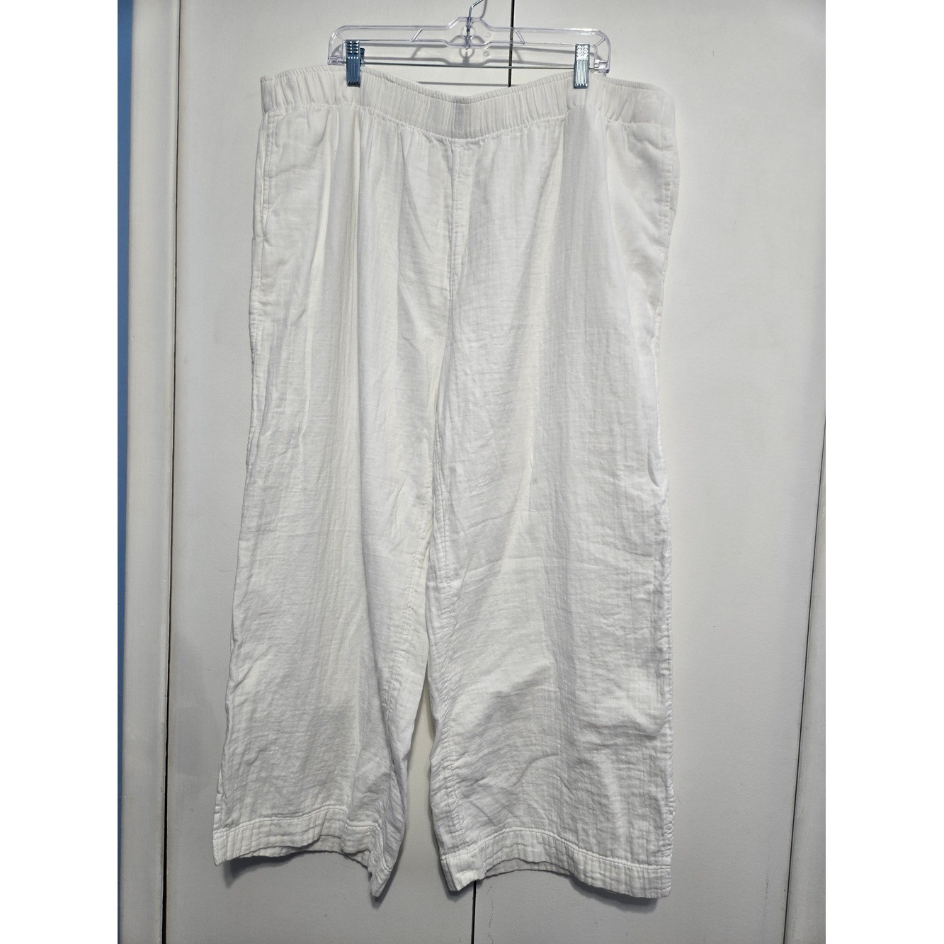 Old Navy 2X White Cotton Gauze Wide Leg Pants Plus Size Beach Coastal