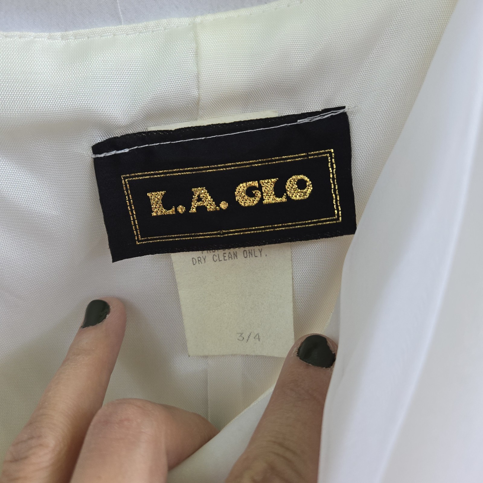 Vintage L.A.GLO White Sheer Sleeve Off Shoulder Formal/ Wedding Dress, SIZE 3/4