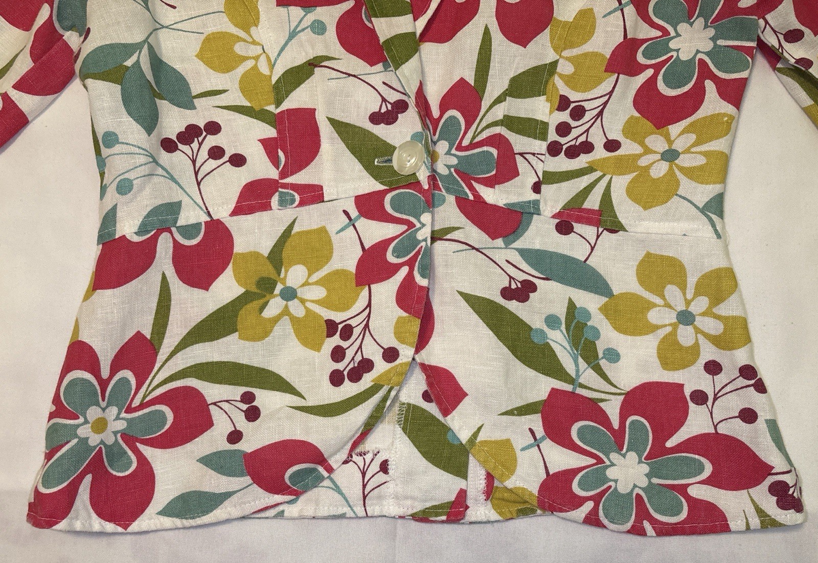 Vintage Gotcha Covered Floral Linen? Jacket Blazer Sz M No Tag Tropical Colorful
