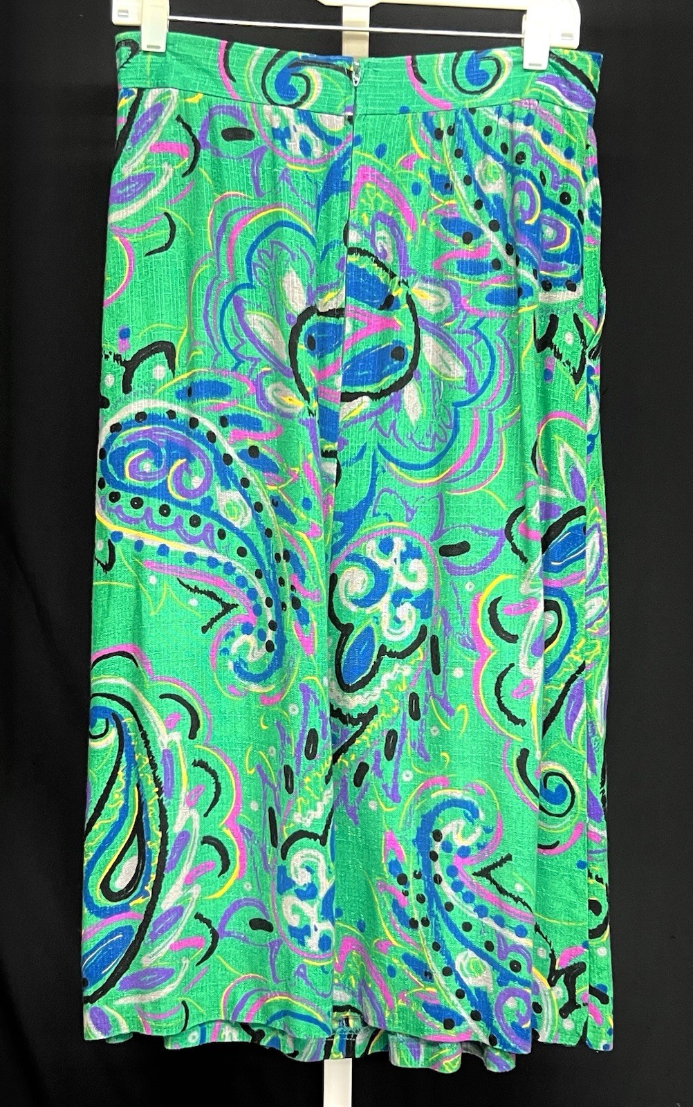 Vtg Fundamental Things Sz 12 Womens Full Pleated Midi Rayon/Flax Skirt W/Pockets