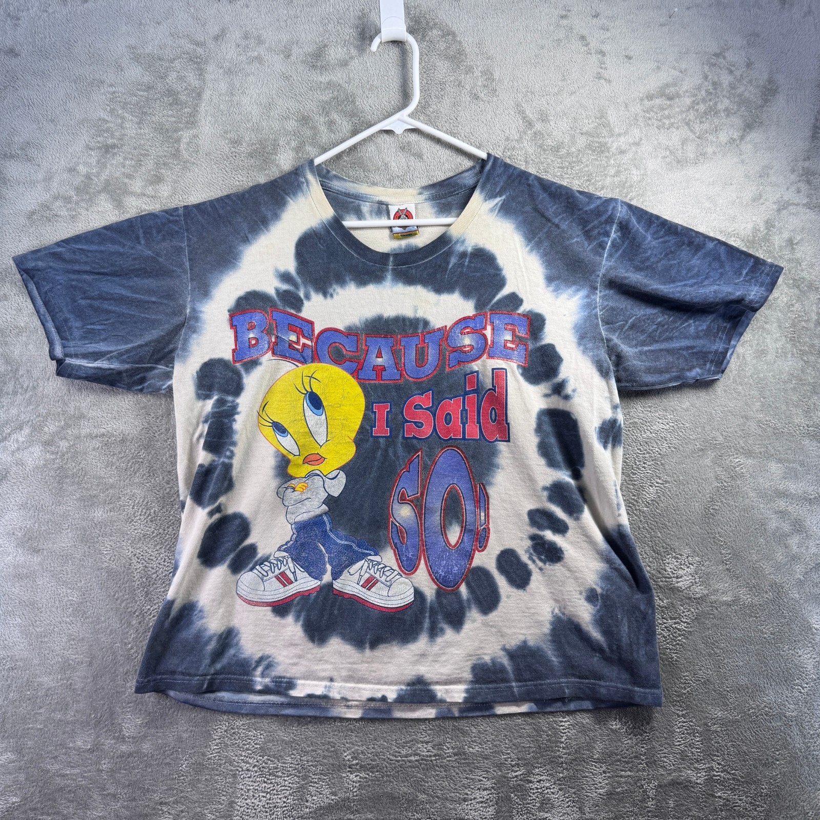 Vintage Looney Tunes Womens T-Shirt 14w/16w Tweety Bird Because I Said So TieDie