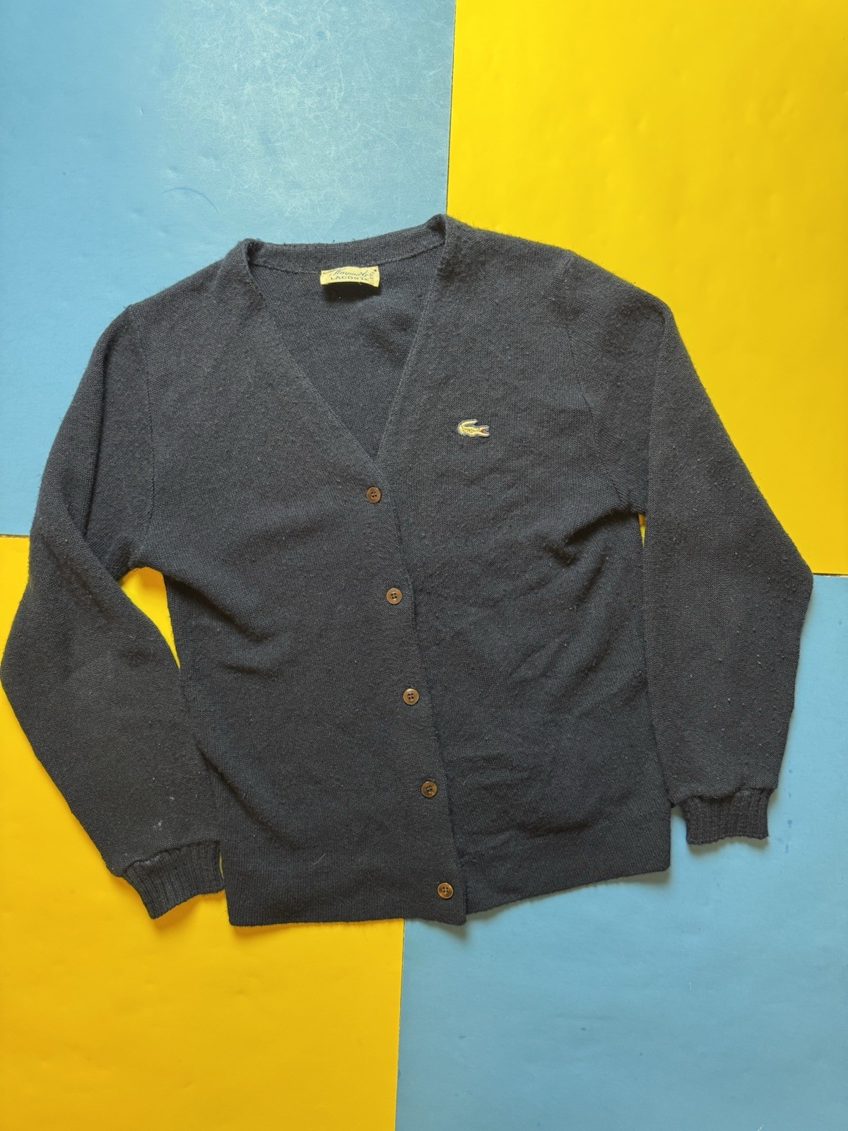 Vintage 60’s LACOSTE Haymaker Womens Small Blue Sweater Button Down Cardigan