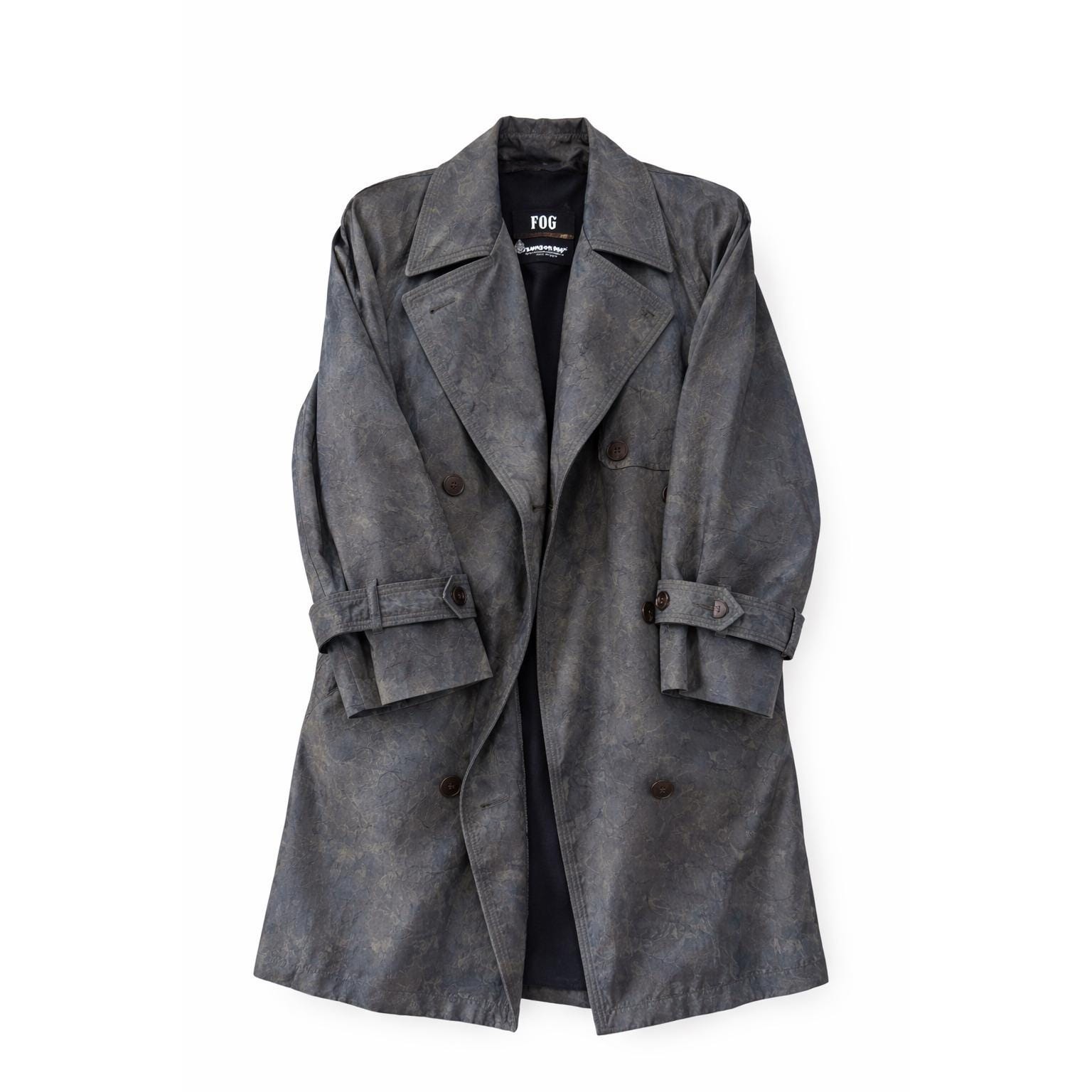 Vintage 90s London Fog Blue Gray Jacquard Trench Duster Jacket Women’s Size 10