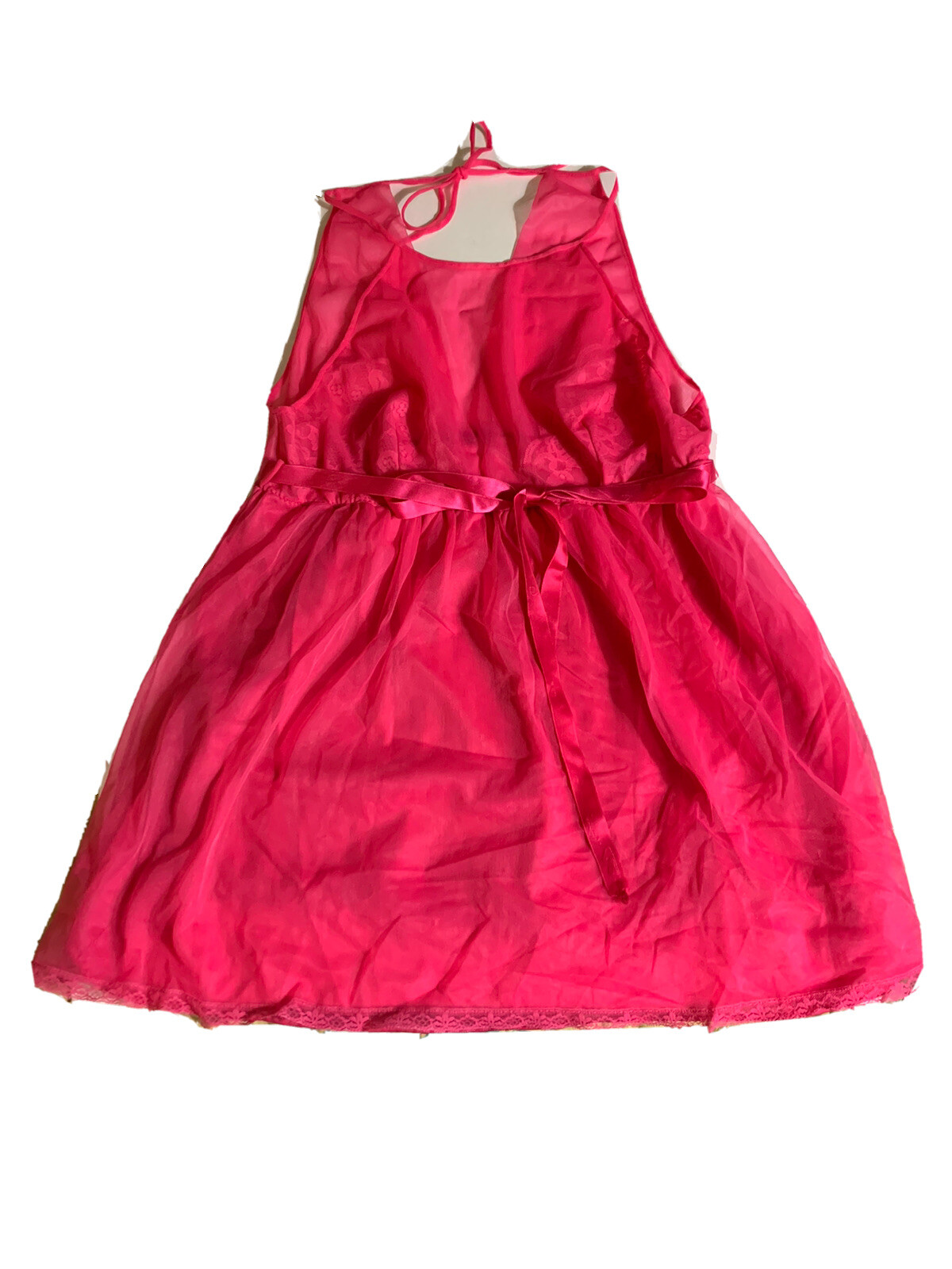 Vintage SEARS Roebuck & Co. 100% Nylon Nightie Night Gown Double Chiffon Pink 36