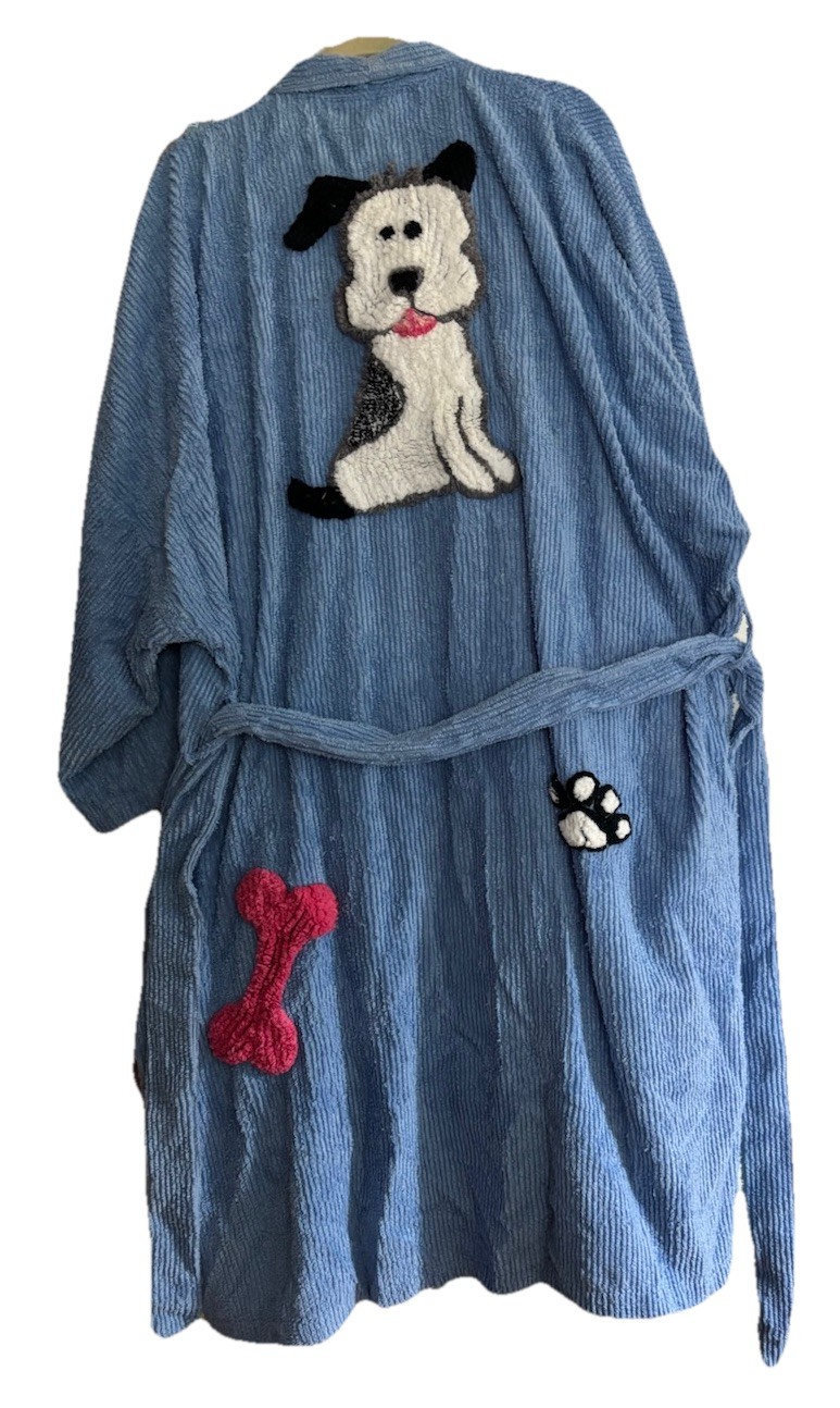 Vintage Canyon Group Doggie Puppy Love Chenille Robe Plus Size 3/4 With Belt